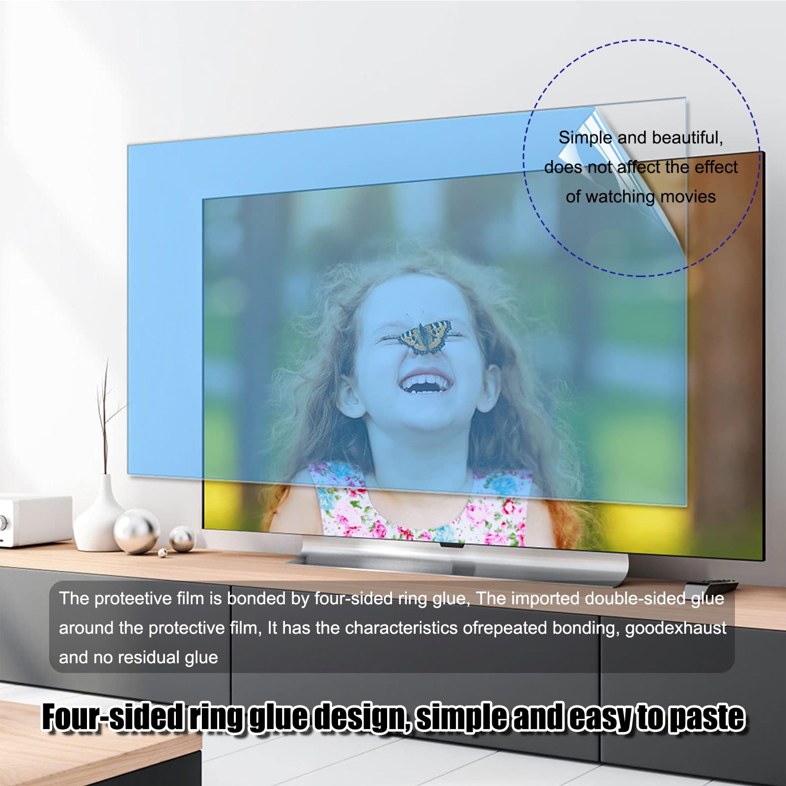 Protecteur d'écran TV 75 Pouces Anti-reflet Anti-UV Film Mat givré Protection des Yeux 1645x930mm