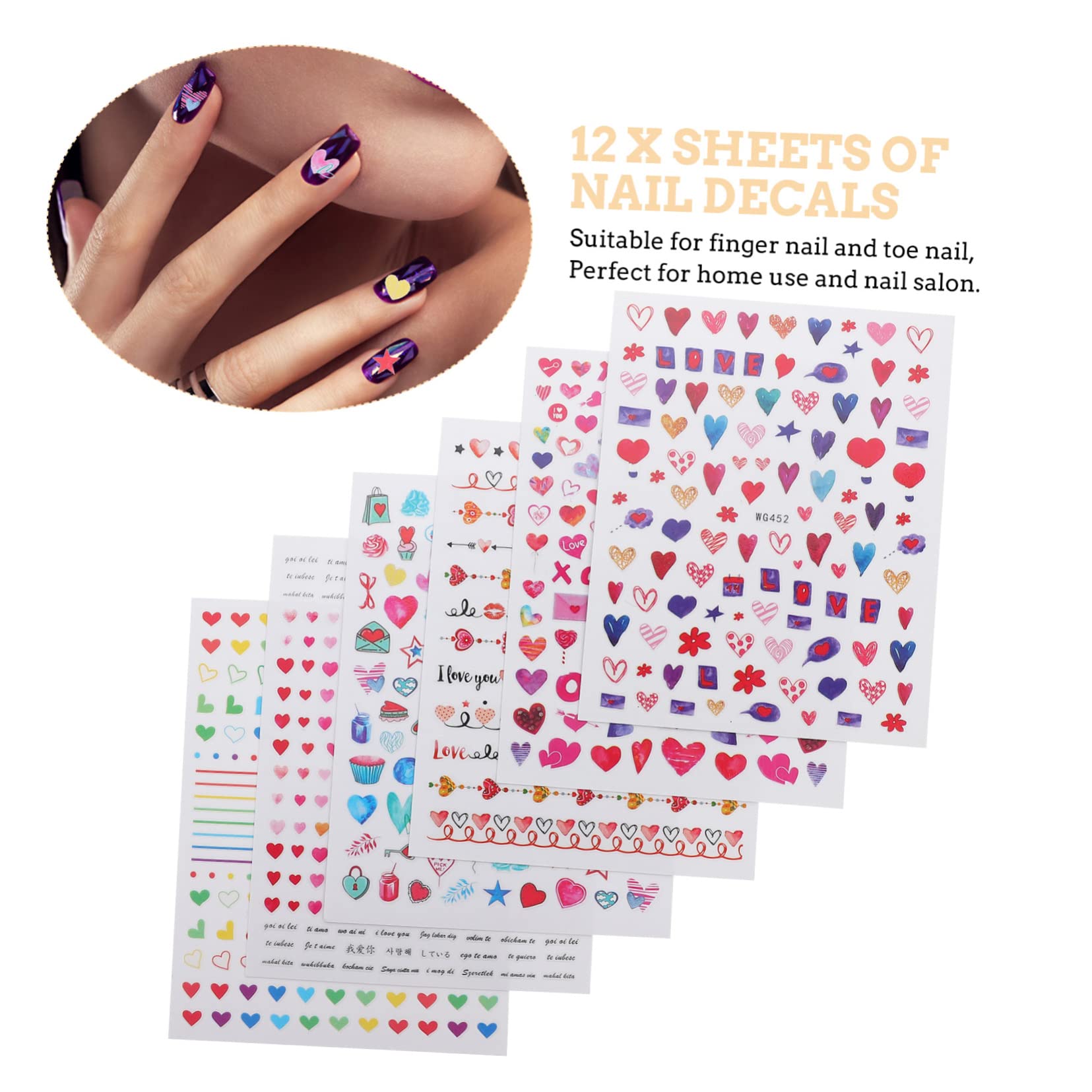 FRCOLOR 3 Set Di Adesivi Per Unghie Unici Per Donne Decalcomanie Per Nail Art Kit Di Decorazione Per Unghie 12 Fogli * 3