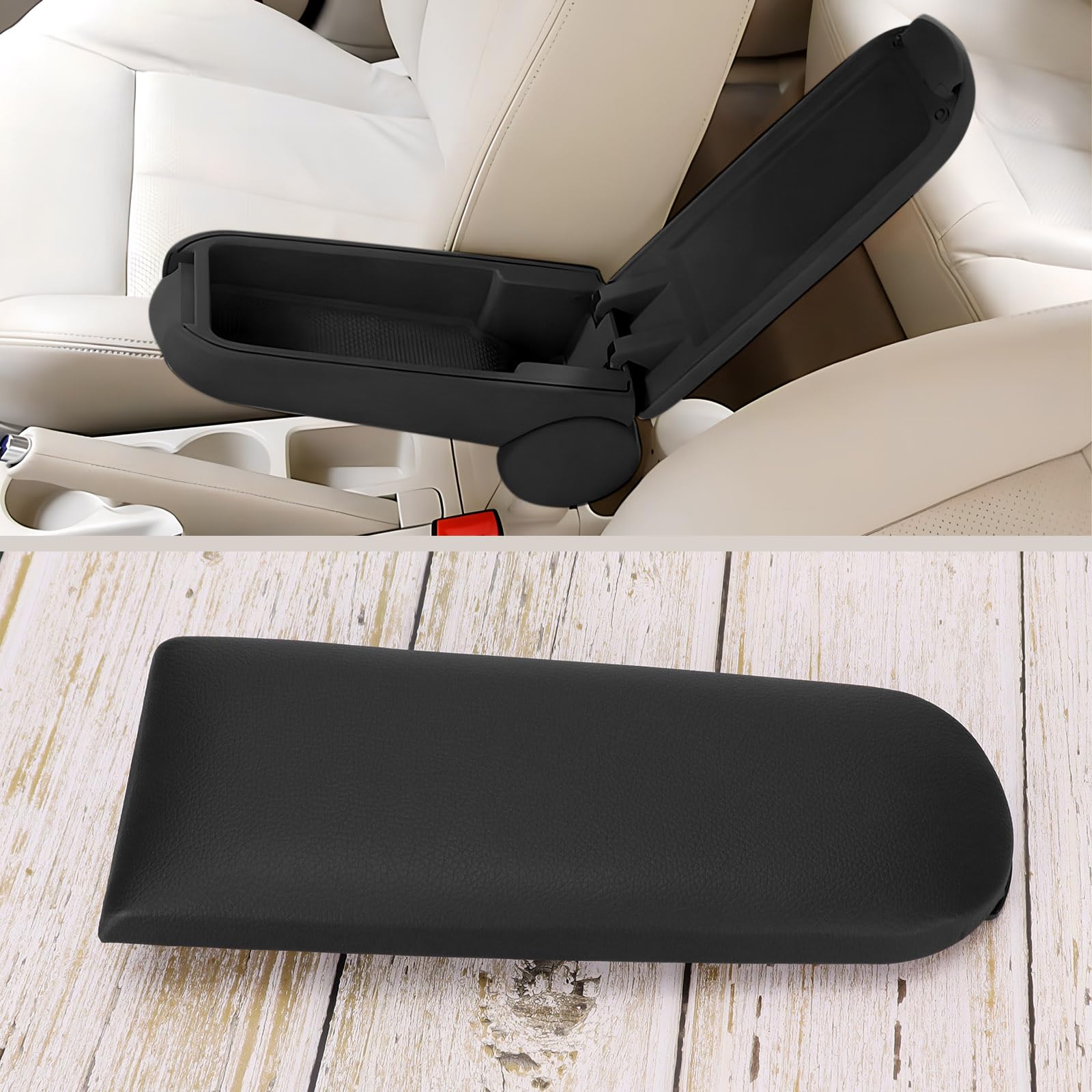 Tapa para reposabrazos compatible con VW Jetta Golf 4 MK4 Polo Bora Passat Lavida, piel sintética (negro)
