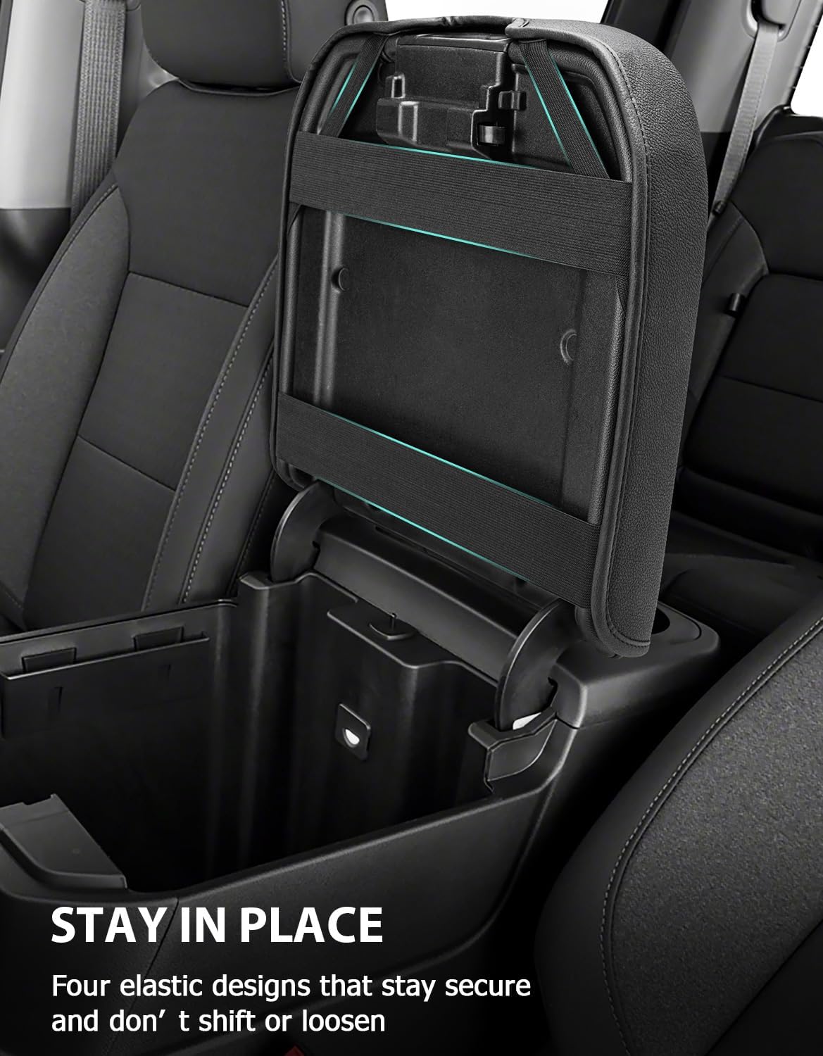 Center Console Cover for Chevy Silverado & GMC Sierra 1500 Accessories 2019-2026, Tahoe & Suburban & Yukon 2021-2026, Vinyl Car Armrest Protector, Floor Console Bucket Seat Only, Anti-Scratch, Black