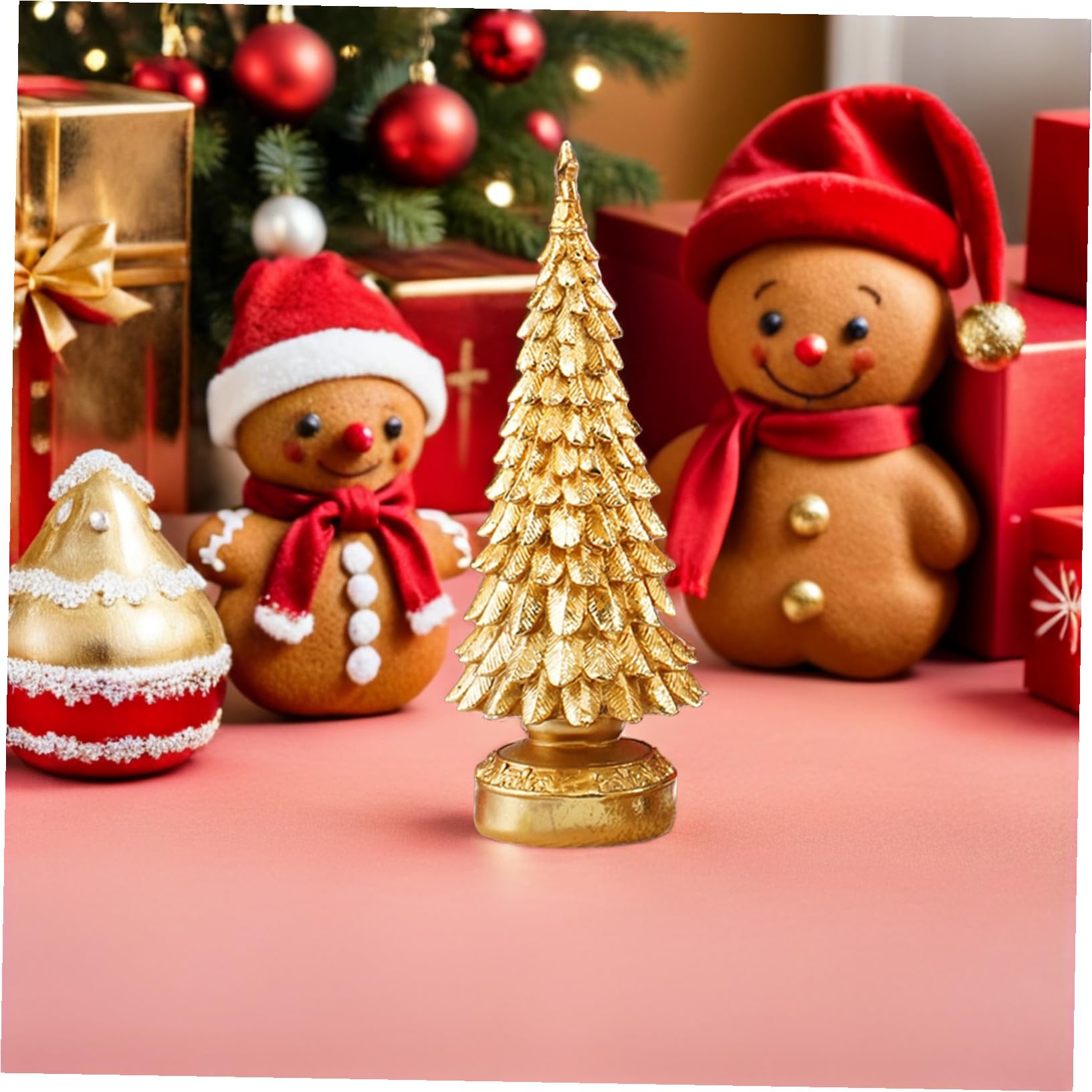 GLEAVI Adorno Dorado para Árbol De Navidad Estatuas De Resina Decoración Navideña Hogar Adornos De Mesa para Árbol De Navidad para Centro De Mesa Navideño y para Interiores