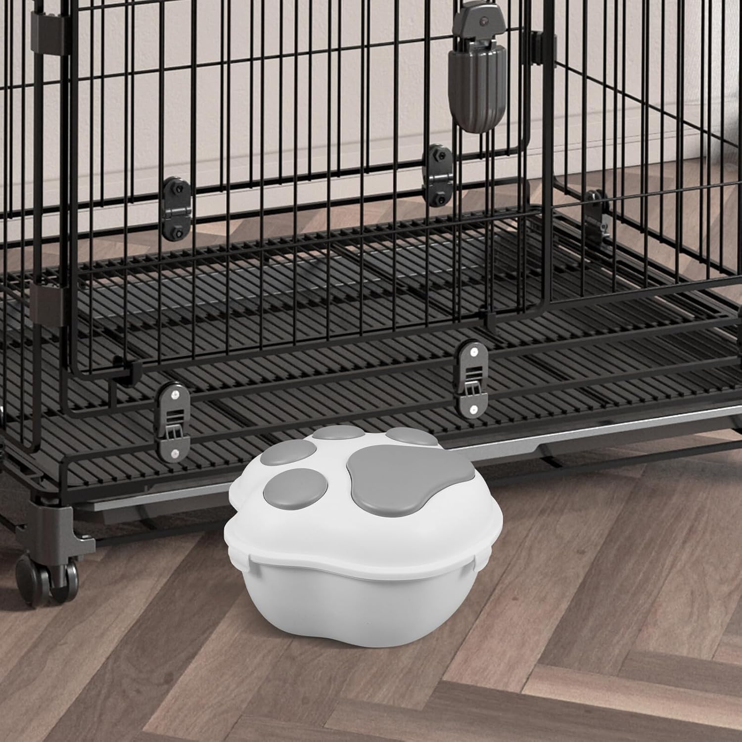 Airtight Large Pet Food Storage Container with Lid and Scoop Gray Dog and Cat Food Organizer Bin for Home Use