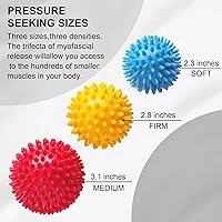Vista 6 de Bolas de masaje con puntas, 3 unidades (firmes, medianas y suaves) bola masajeadora muscular para pies, espalda, cuello, músculos, rodillo