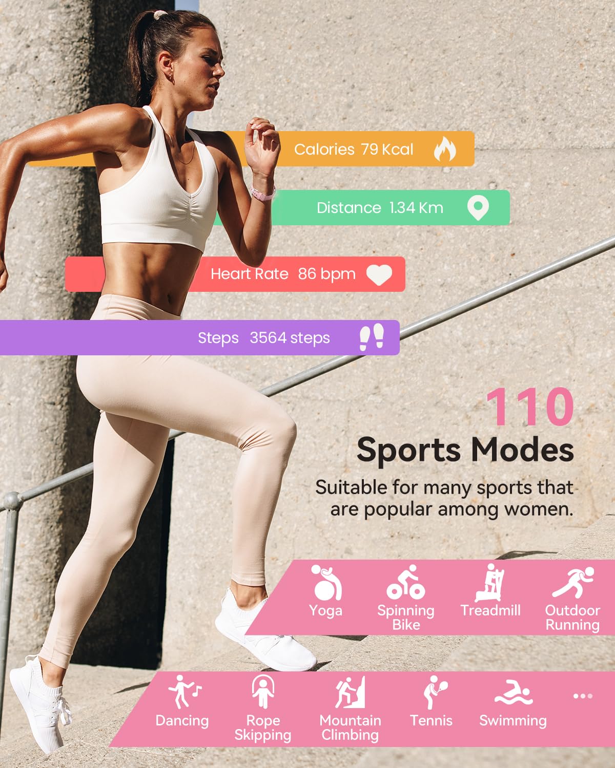 BANLVS smartwatch donna con funzione telefono, orologio da polso da donna con 100+ Sport cardiofrequenzimetro/monitor del sonno/SpO2/ciclo mestruale/BMI/IP68 impermeabile orologio fitness Android iOS