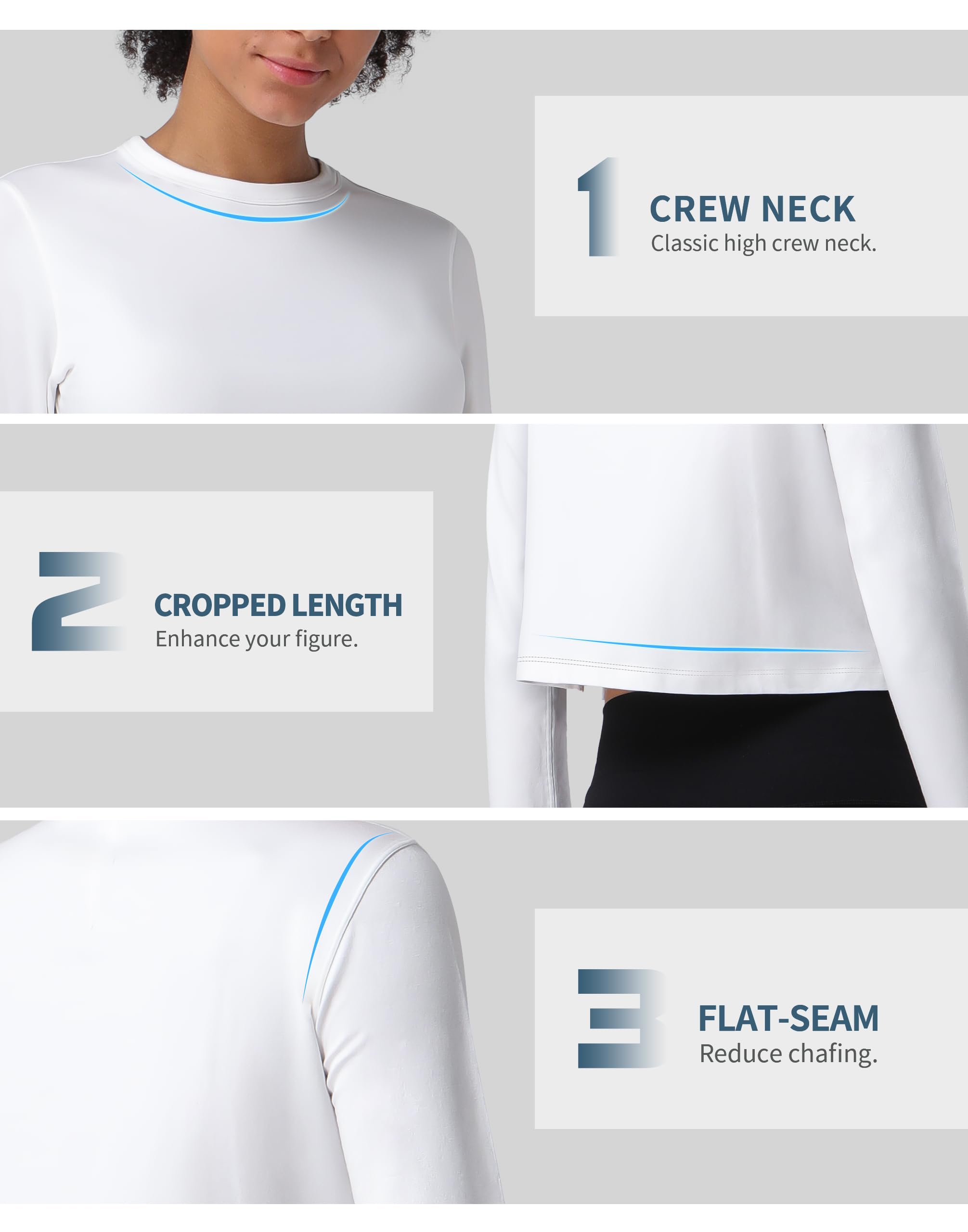 Pioneer Camp Top corto a maniche lunghe da donna per allenamento in viscosa di bambù camicie allentate t-shirt atletica palestra yoga corsa