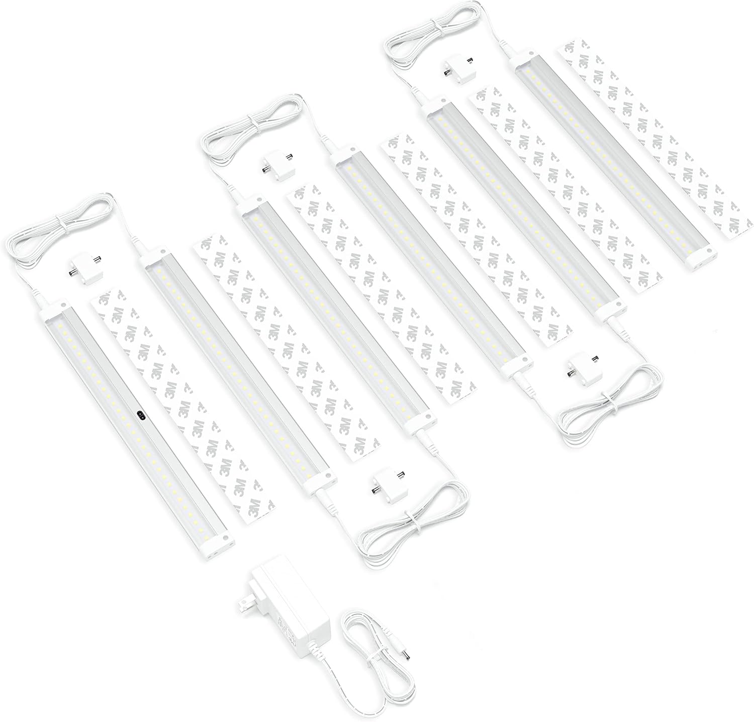 EShine Hand Wave Activated Under Cabinet LED Lighting Kit, Dimmable, 6-Pack 12 in - Touchless Dimming Control, White Under Counter Lights for Kitchen, Garage, Office, Desk - Warm White (3000K)