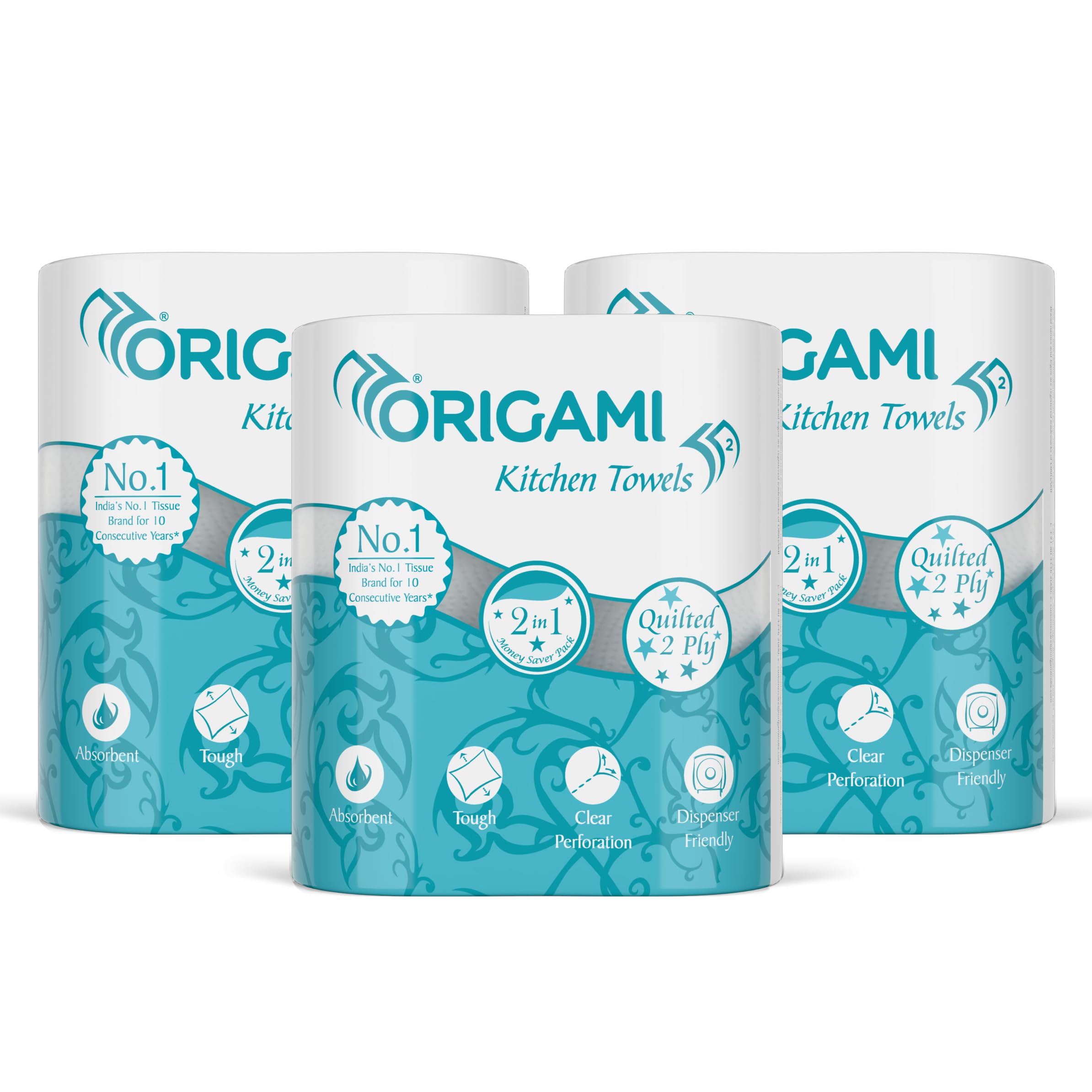 Origami 2 Ply 2 in 1 Kitchen Tissue Paper Roll - Pack of 6 (60 Pulls Per Roll, 360 Sheets)-image-25