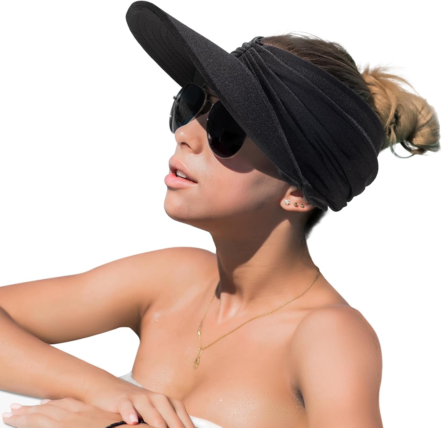 Sun Visor Hats for Women, Summer Visor Cap Adjustable Beach with Wide Brim for Sports Travel Hiking