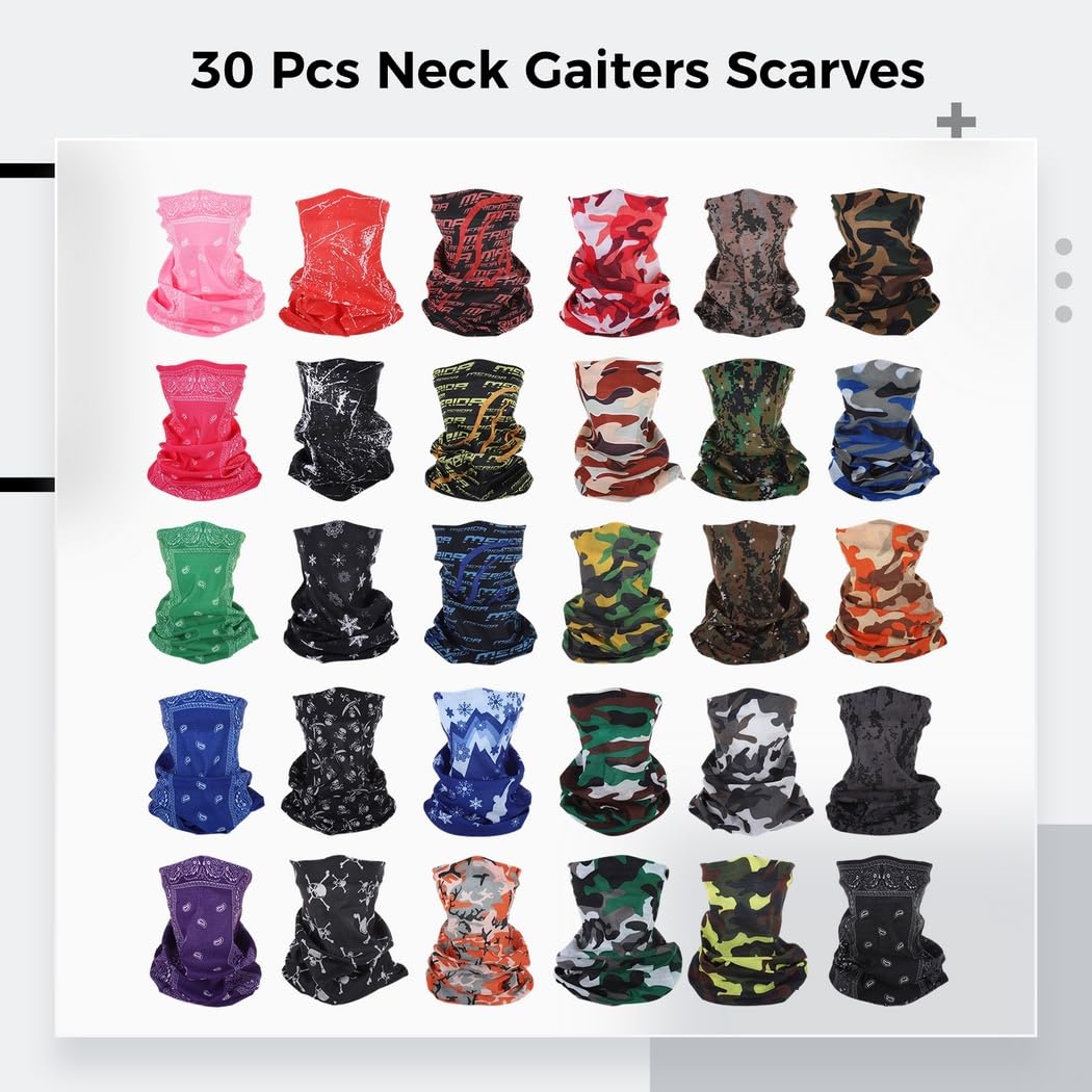 30 ghette elastiche per il collo, fasce elastiche sportive, avvolgenti per assorbire il sudore, 24 x 40 cm, in poliestere, unisex, per corsa e yoga
