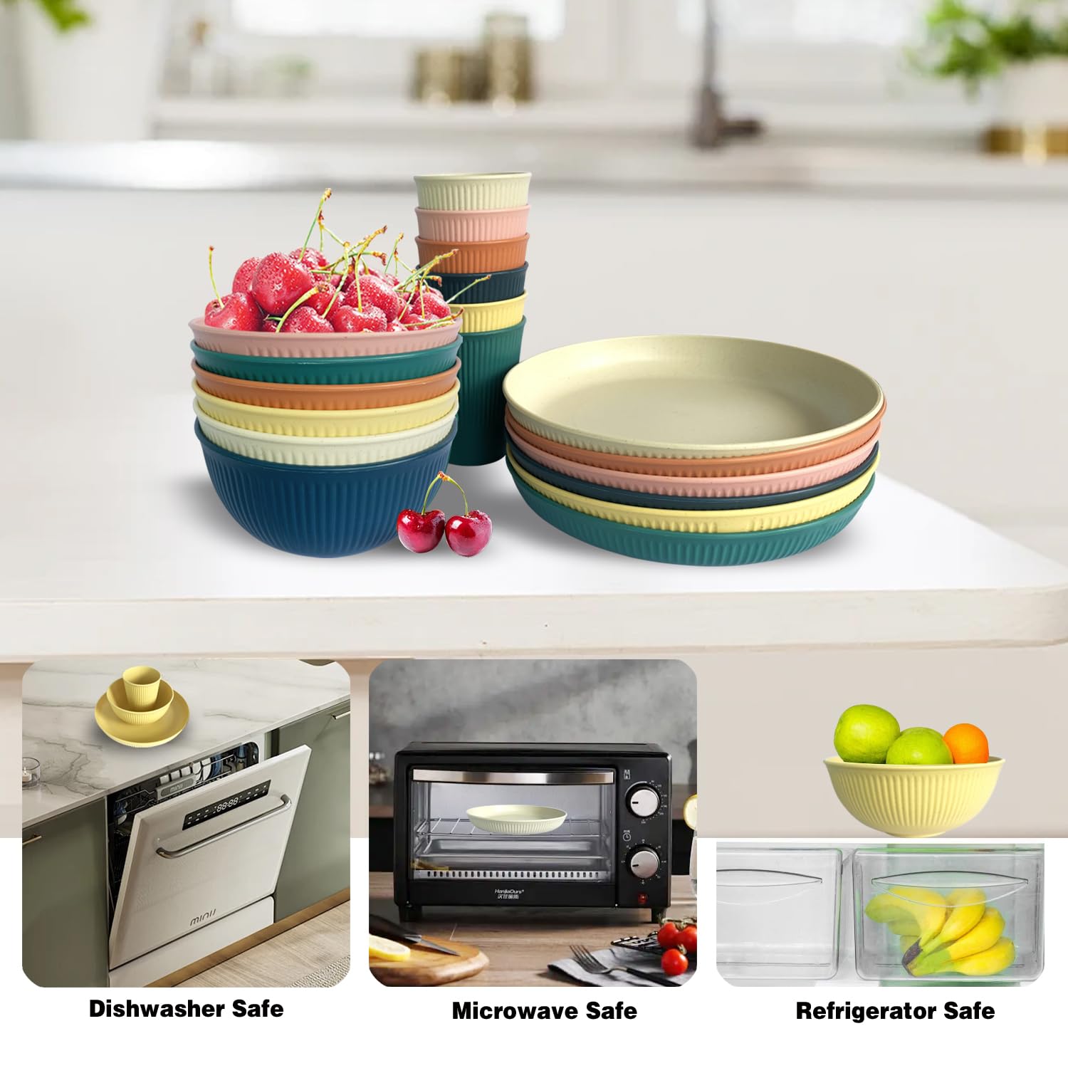 Camping Plates, Unbreakable Dinner Sets for 6, 18 Pcs Plastic Picnic Set for Party Home & Picnic - Image 4