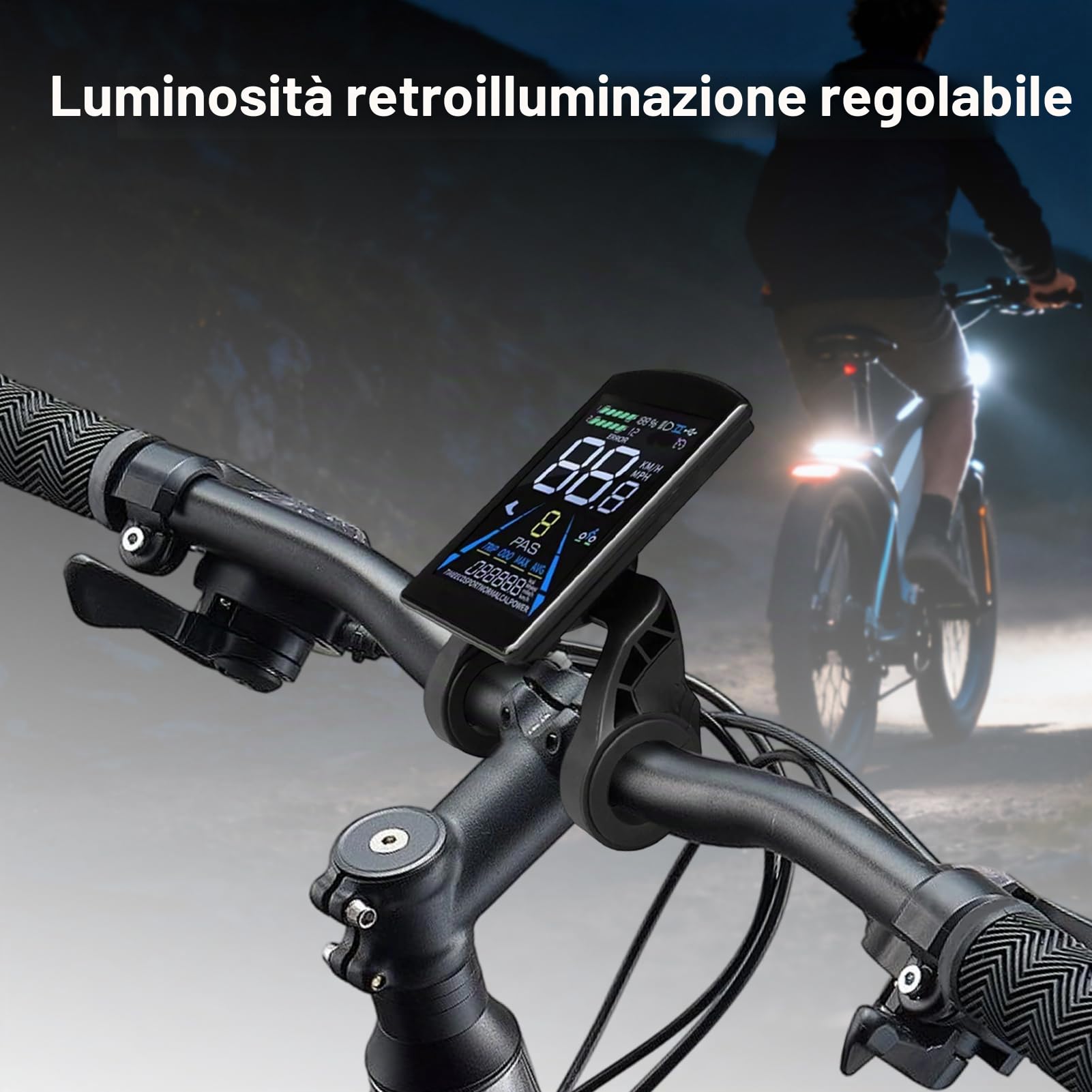 Pannello di controllo LCD per bici elettrica, display LCD 80C, misuratore di velocità intelligente per bicicletta elettrica con supporto di tensione 36 V 48 V, sistema di controllo del