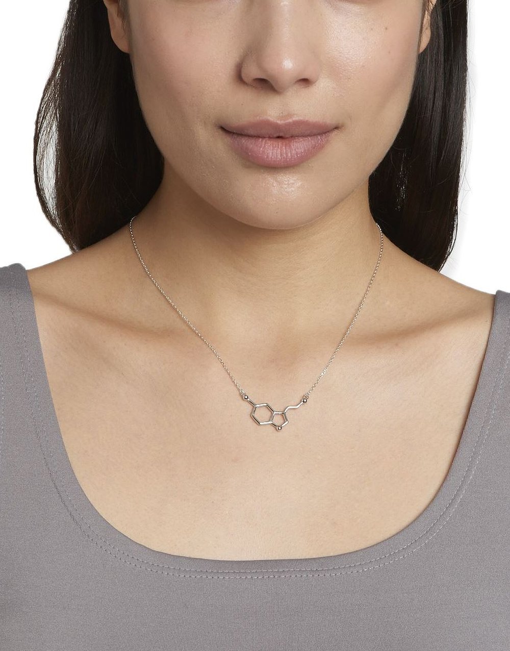 Serotonin Molekül Anhänger mit Halskette aus 925 Sterling Silber Gold Rosegold Chemie Science Geschenk by Serebra Jewelry (SJ)