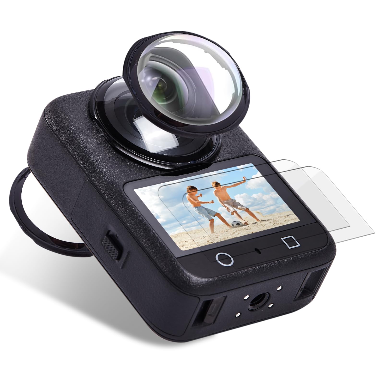 JZW-Shop Glass Lens Guard with 2 Pack Screen Protectors Compatible with DJI OSMO 360 Camera, 9H, Scratch Protection, Anti-Fingerprints, Bubble-Free, HD Clear