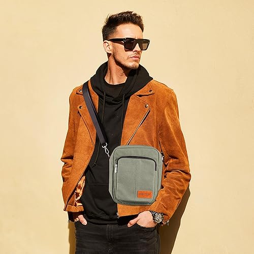 Miniatura 2 de Pequeñas bolsas de mensajero de lona casuales ligeras, bolso cruzado de viaje, bolsas de hombro para mujeres y hombres, bolsa lateral de lona para