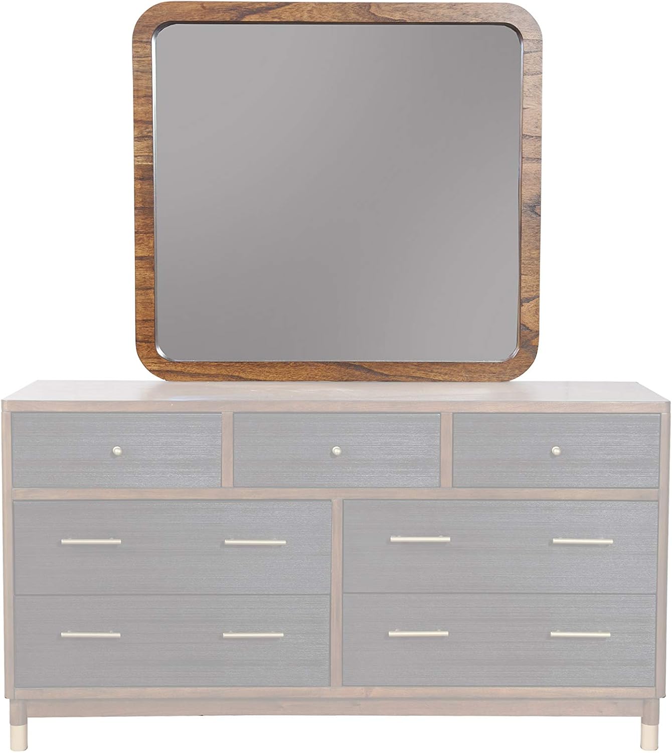 Alpine Furniture Belham Mahogany and Veneer Dresser Mirror, Dark Walnut/Black