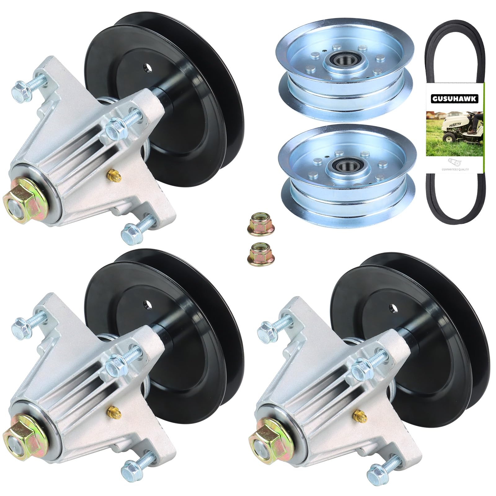 GUSUHAWK 3 Pack 918-06978 Spindle Assembly with 756-05034A Idler Pulley, 954-04329A Replaces 618-06978 for Cub Cadet RZT-L54 Kh Fab Carb, RZT-S54 Kh Fab, Rzt-Sx 54 Kw Fab, ZT1-54 Kh Fab Lawn Tractors