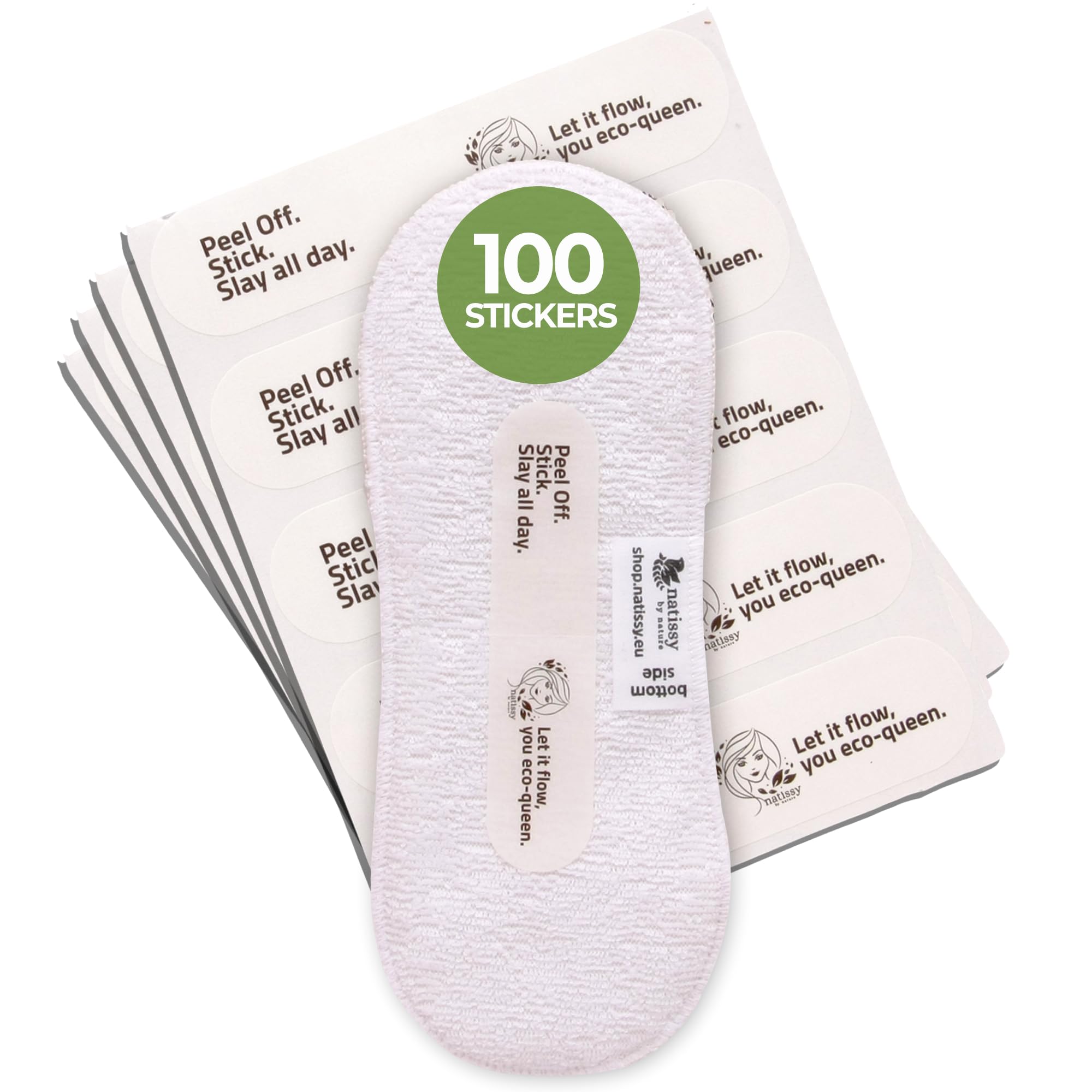 Strisce adesive per inserti assorbenti riutilizzabili spannolinamento bambini – Prodotto in UE (100 pezzi), adesivo dermatologicamente testato con EcoGrip Antiscivolo, senza residui