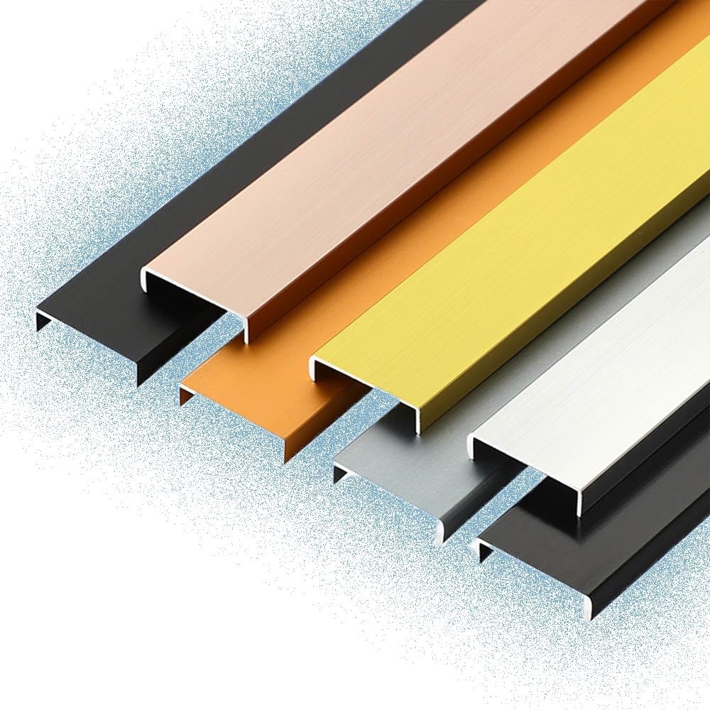 Aluminum Edge Banding U-Shape Edge Trim Molding 3/5-1 2/5in Gold Brushed Edge Protector DIY Cabinet Furniture Decorative(Matte Black,20mm-0.78in)