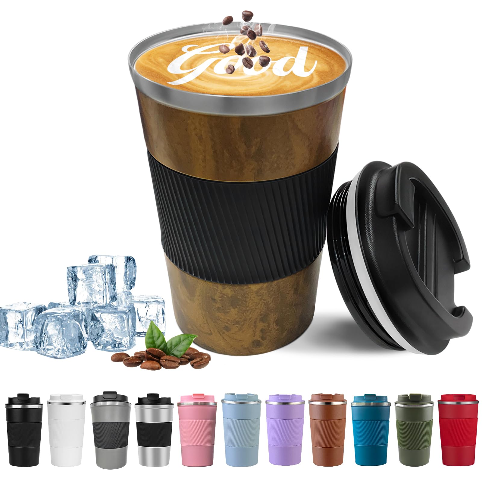 Insulated Travel Coffee Mug, Stainless Steel Coffee Cup with Leakproof Lid — image 1