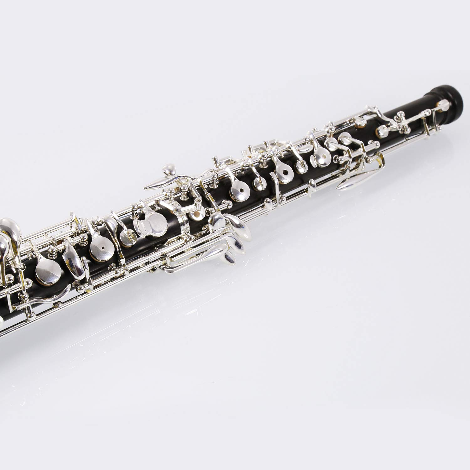 Rochix Oboe Professional Performance Level WHS36 Ebony Wood Body Silver Plated Semi Automatic Tone C with 1 wings, 1 cleaning cloth, 1 high brush, 1 rest, 1 case and more.