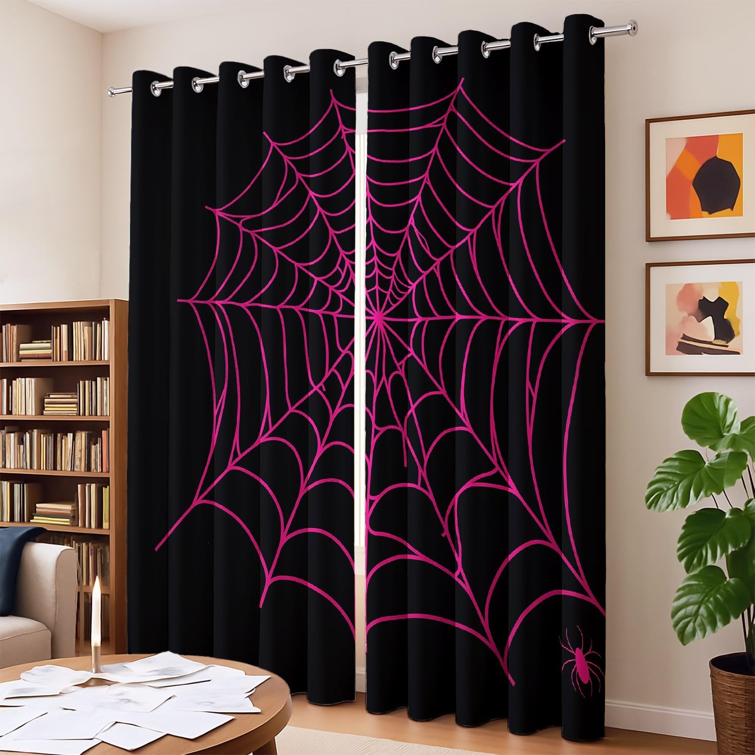 Genérico Minimal Neon Żyrandol Zasłony do drzwi i okien - odporne na blaknięcie Zasłony do sypialni z oczkami, magenta, 200 szer. x 260 cm cm (2 panele)