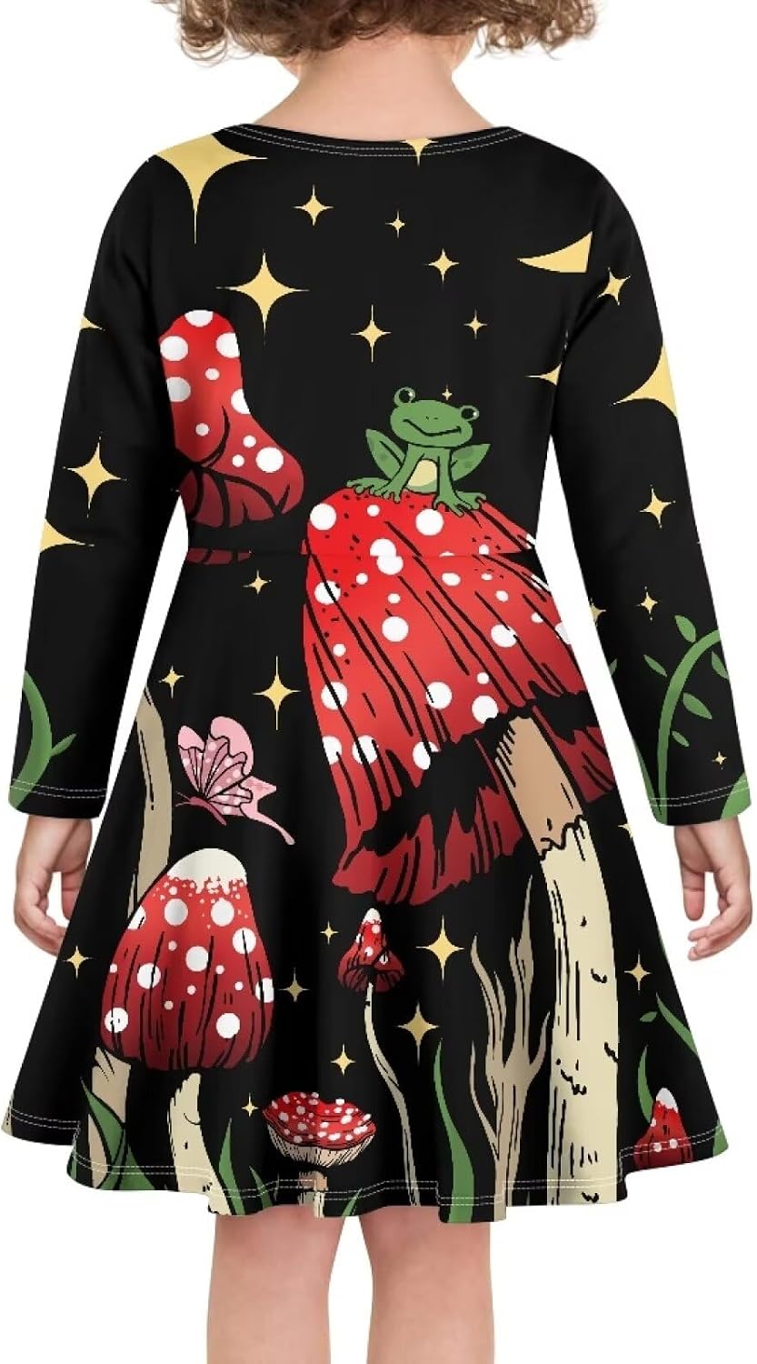 Cute Long Sleeve Dresses for Girls Size 3-16 Knee Length Dresses Girls Skater Dress for Casual Winter