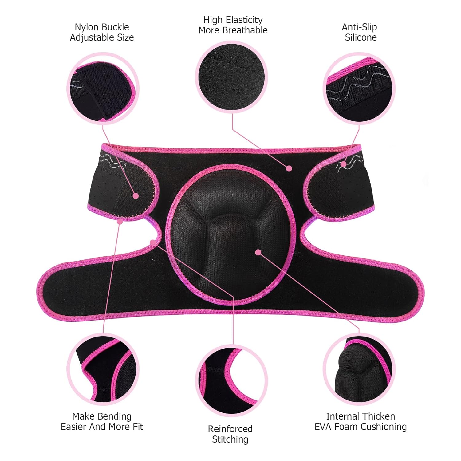 Knee Pads, Thick Sponge Anti-slip, Collision Avoidance Knee Pads, for Running, Mountaineering, House Working,Gardening Maintain (Pink, Large) - Image 2