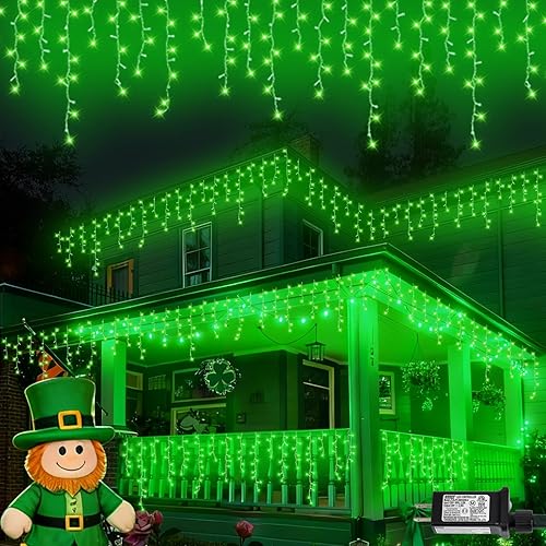 Miniatura 14 de QITONG Luces de Navidad de Carámbanos Moradas para Exteriores, 66 pies, 800 Luces LED de Carámbanos para Interiores con Enchufe, 8 Modos Cable