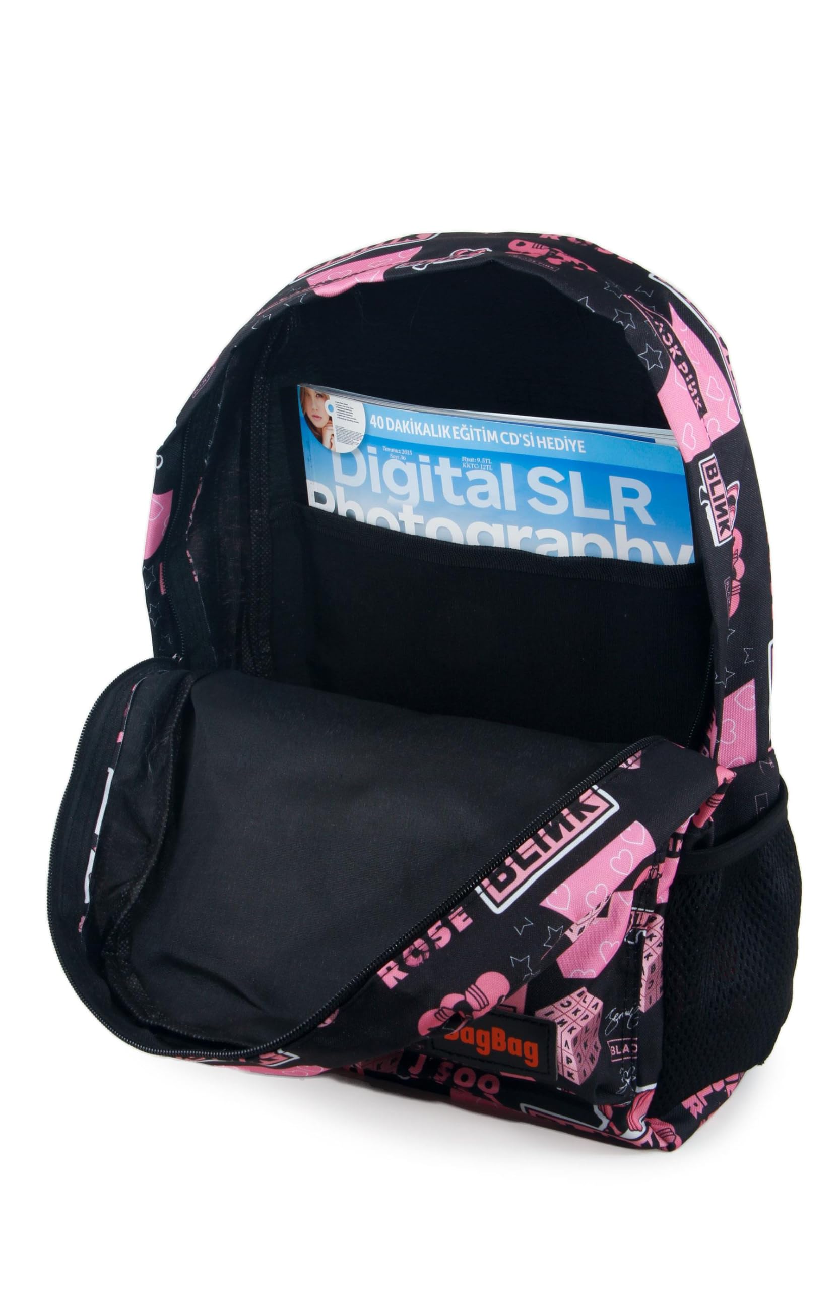 Alp Collection 4'lü Set Blackpink K-Pop Desenli Sırt Çantası Kalemlik Makyaj Çantası Büyük Boy Makya
