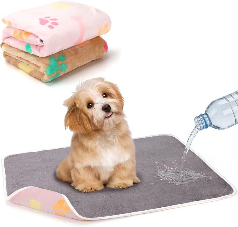 Manta impermeável para cães e gatos YUEPET, dupla face com fleece e estampa de patas, 60 x 40 cm, pacote com 2