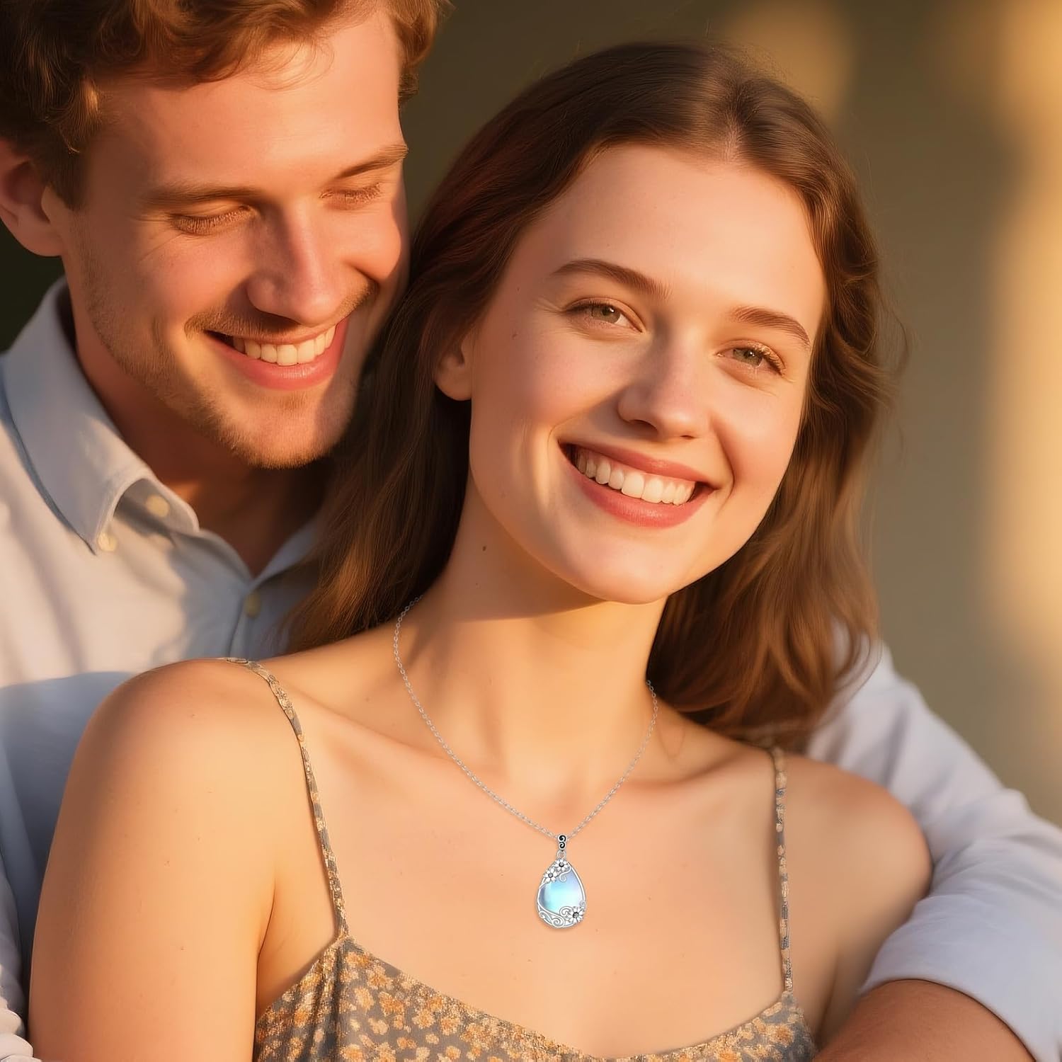 ONEFINITY 925 Sterling Silver Moonstone Obsidian Necklace Filigree Flower Pendant Necklace Teardrop Jewelry for Women - Image 6