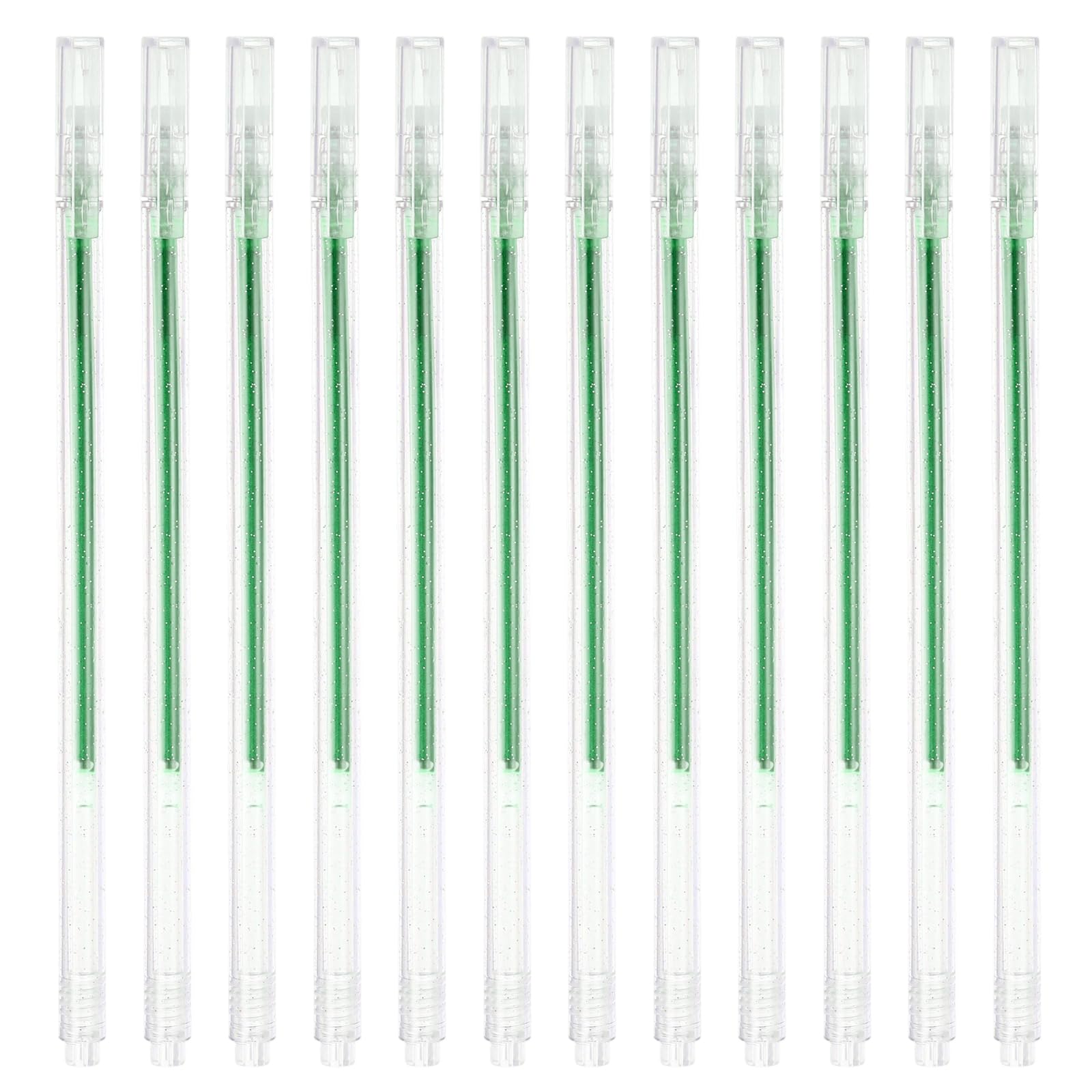 PATIKIL 1 mm Glitter Gel Pens, 12 Pcs Fine Point Large Capacity Colored Gel Pens Smooth Writing Glitter Markers for Adults Coloring Books Artists Drawing Writing, Dark Green