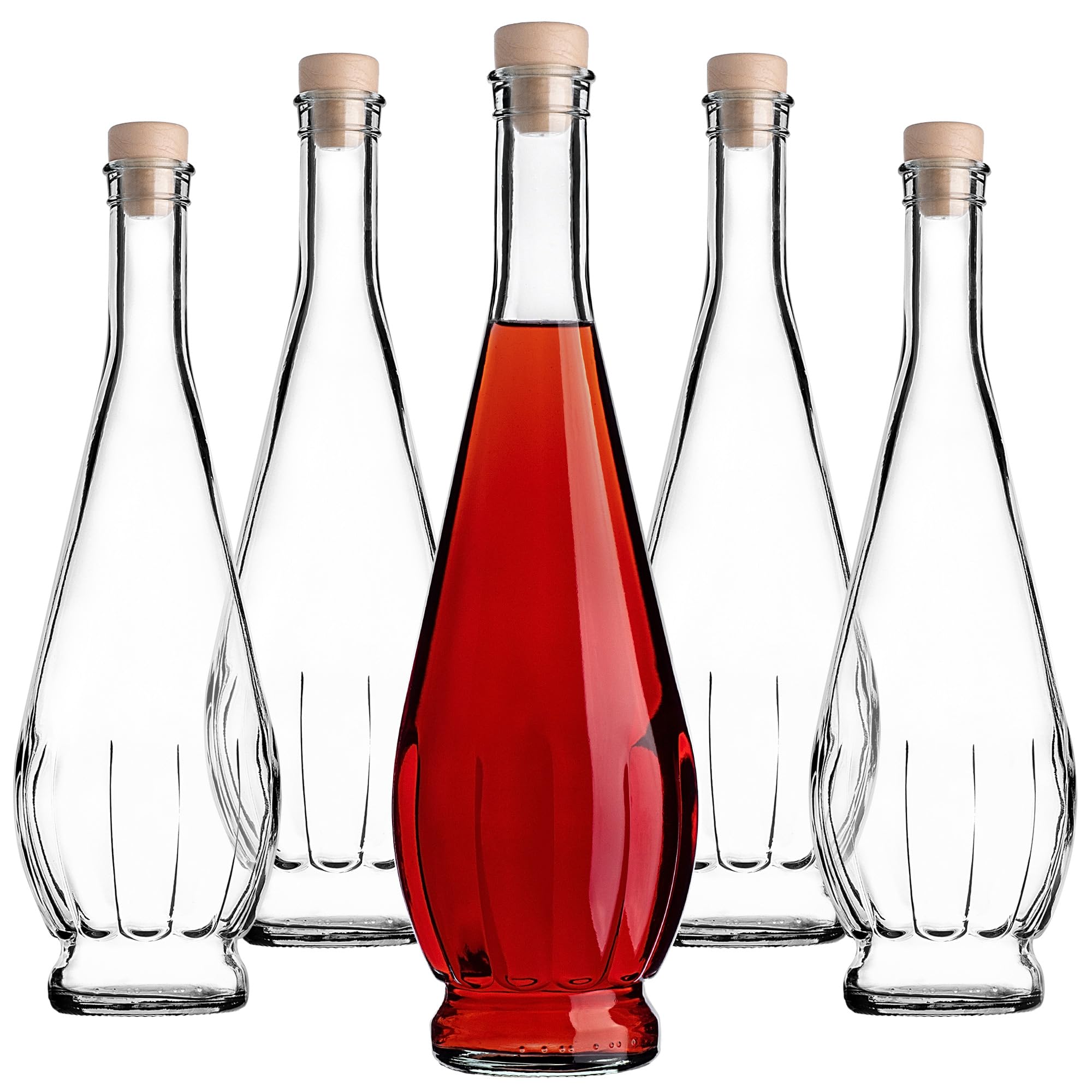 Lot de 5 bouteilles en verre 750 ml avec bouchon liège pour alcool vino