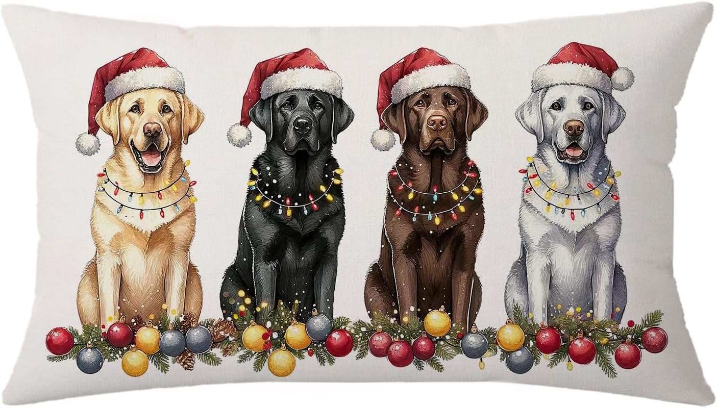 NUTEEN PET Dog Christmas Pillow Covers 12x20 Inch,Christmas