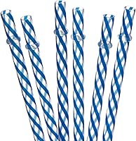 Vista 18 de Dakoufish Focos de plástico reutilizables y gruesos, de plástico, 12 piezas de 9 pulgadas, sin BPA, pajillas Mason Jar transparentes, a rayas, 6