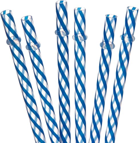 Miniatura 18 de Dakoufish Focos de plástico reutilizables y gruesos, de plástico, 12 piezas de 9 pulgadas, sin BPA, pajillas Mason Jar transparentes, a rayas, 6