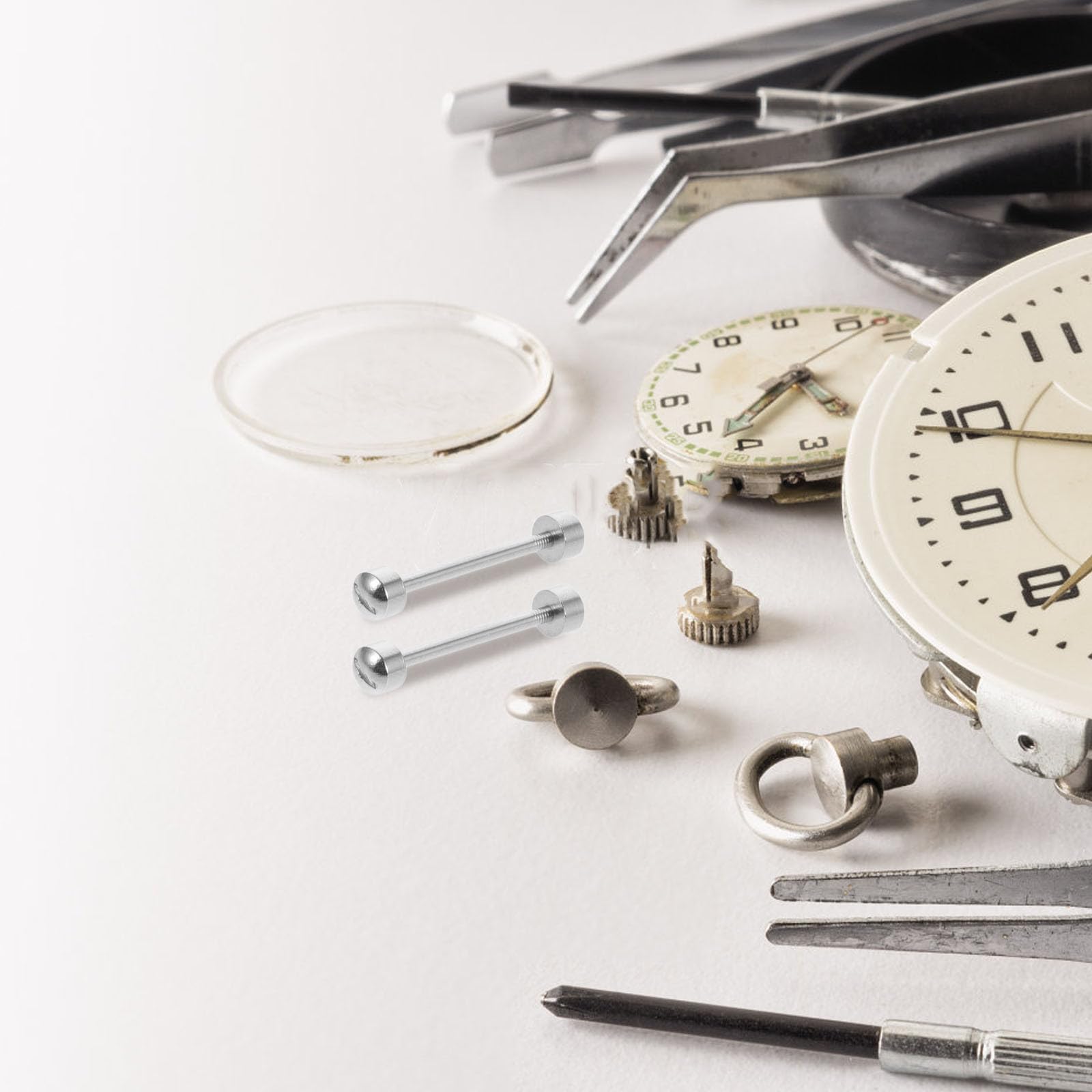 KICHOUSE Varillas de Tornillo para Correa de Reloj 2piezas Metal Plata Fácil Instalación para Reparación de Relojes y Mantenimiento de Pulseras