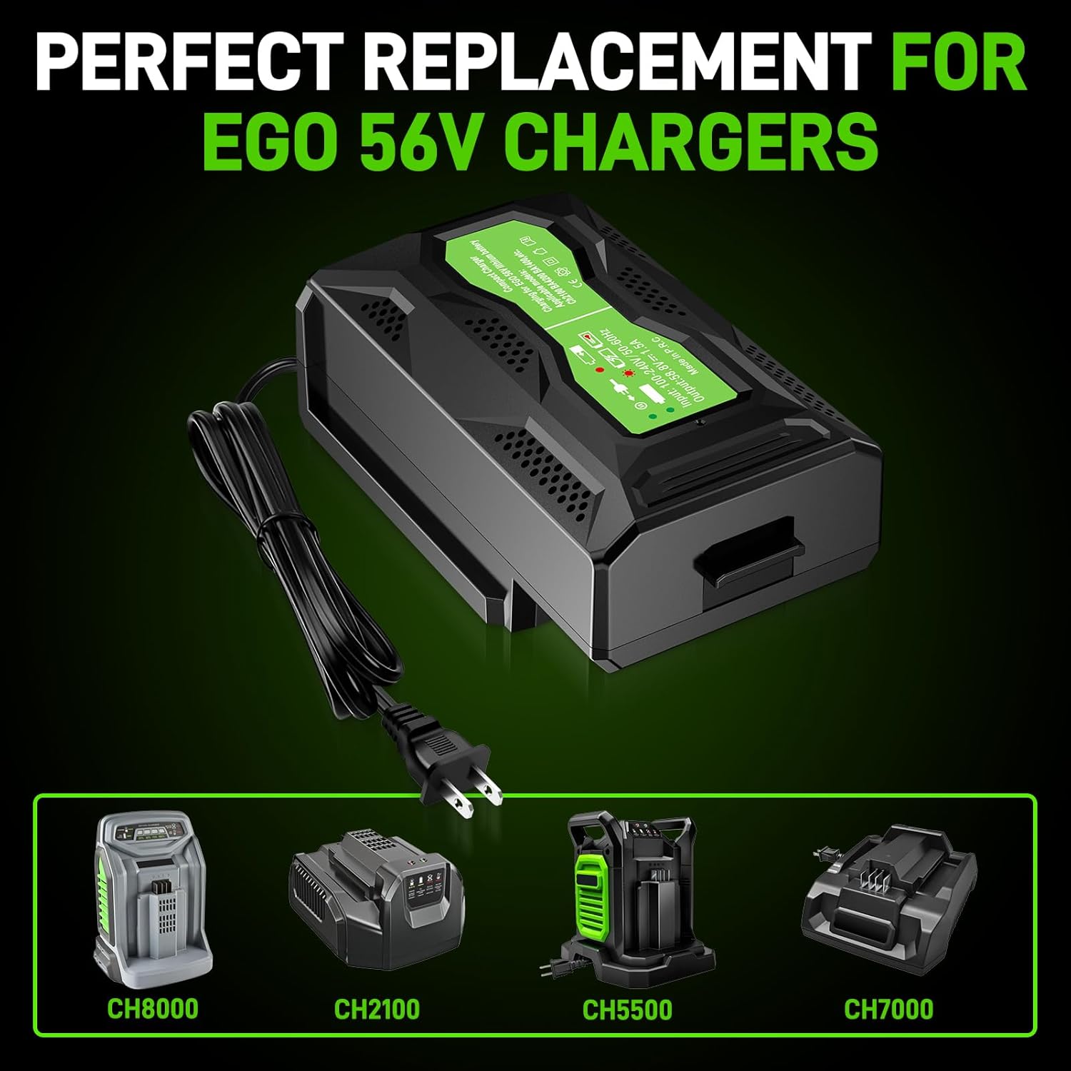 Rapid Charger Replace for EGO 56V Battery Charger CH2100 CH3200 CH5500 CH2800D, Compatible with EGO 56-Volt Lithium-ion Batttery BA2800 BA4200 BA1400 - Image 3