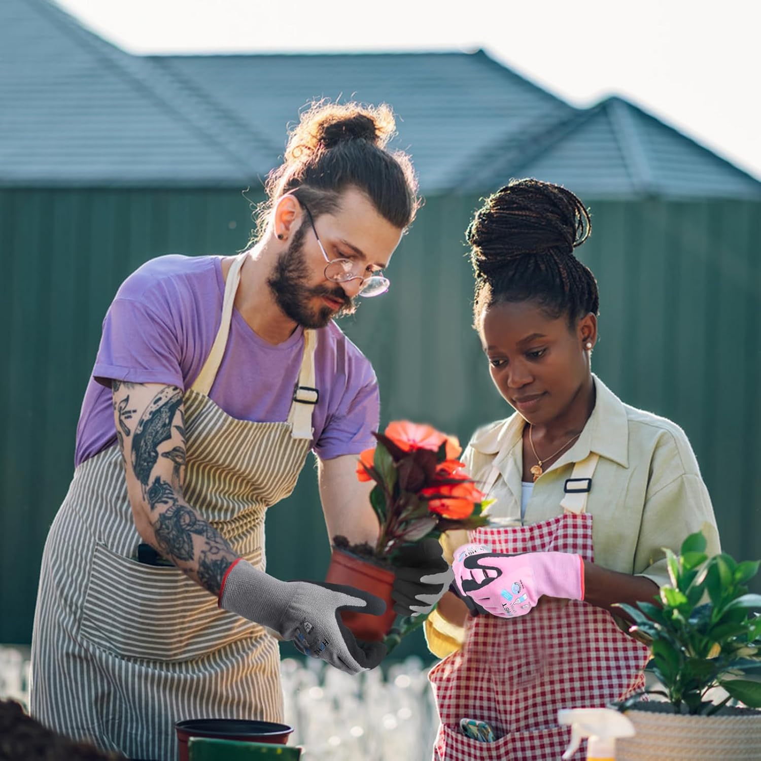 Work Gloves for Women, Eco Friendly Safety Work Gloves with Breathable Rubber Coated, Smart Touch,3 Pairs - Image 5