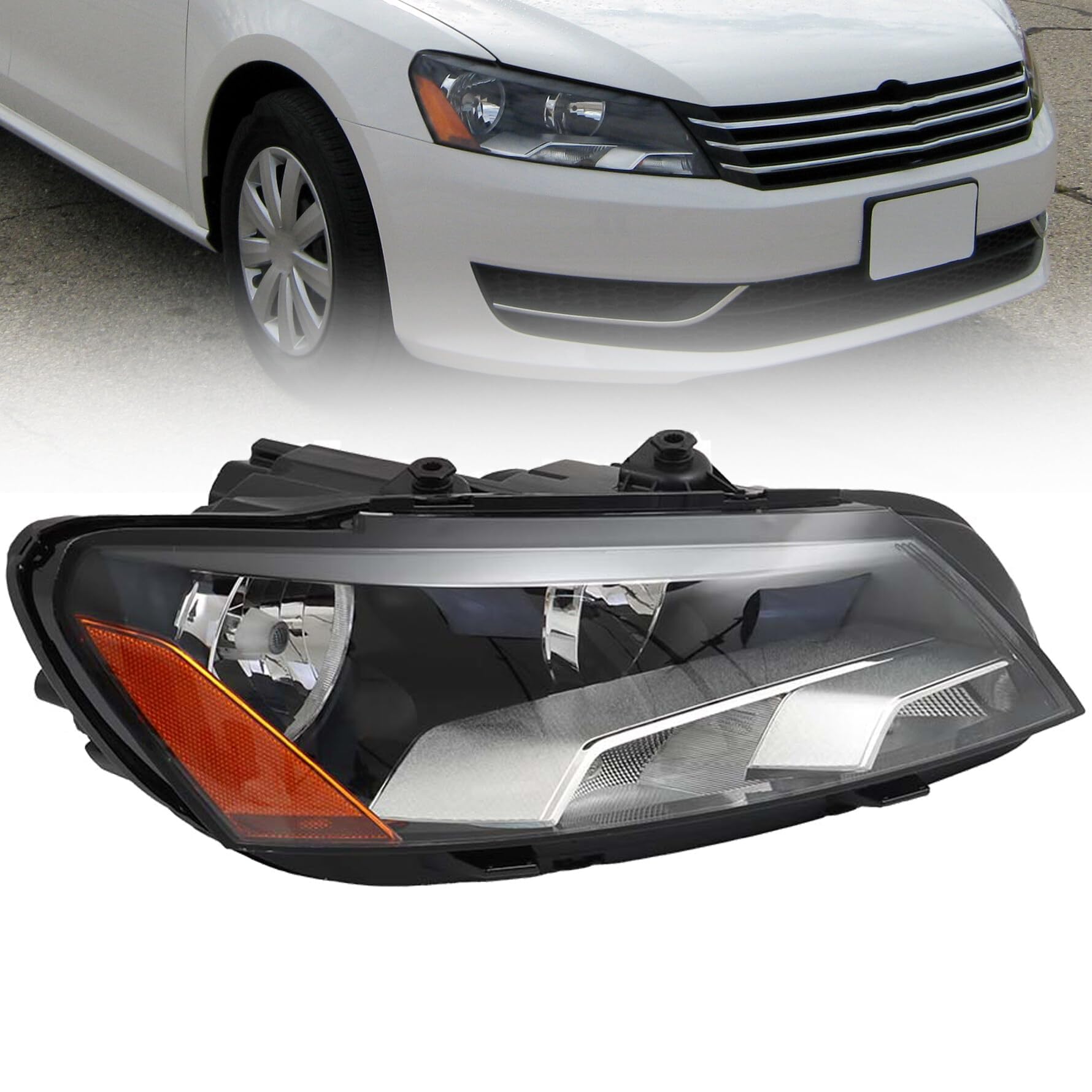 munirater Headlight Assembly Replacement for Pa-ssat 2012 2013 2014 2015 Right Headlamp Halogen Passenger Side 561941006D
