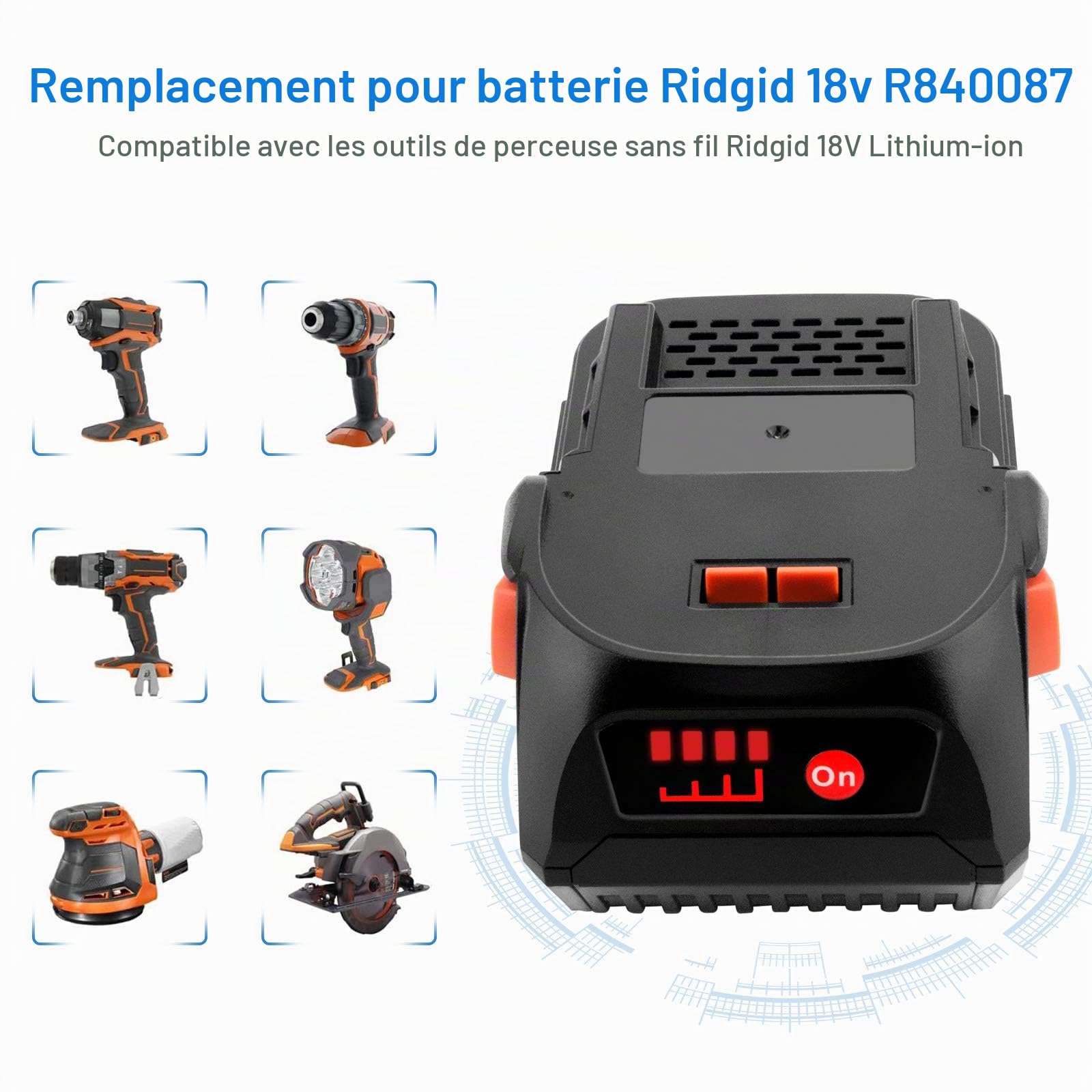 Li-ION 5,0 Ah 18V L1840R Batterie Compatible avec AEG 18V Batterie L1850R L1830 L1815 L1815R L1830R L1840 L1840R