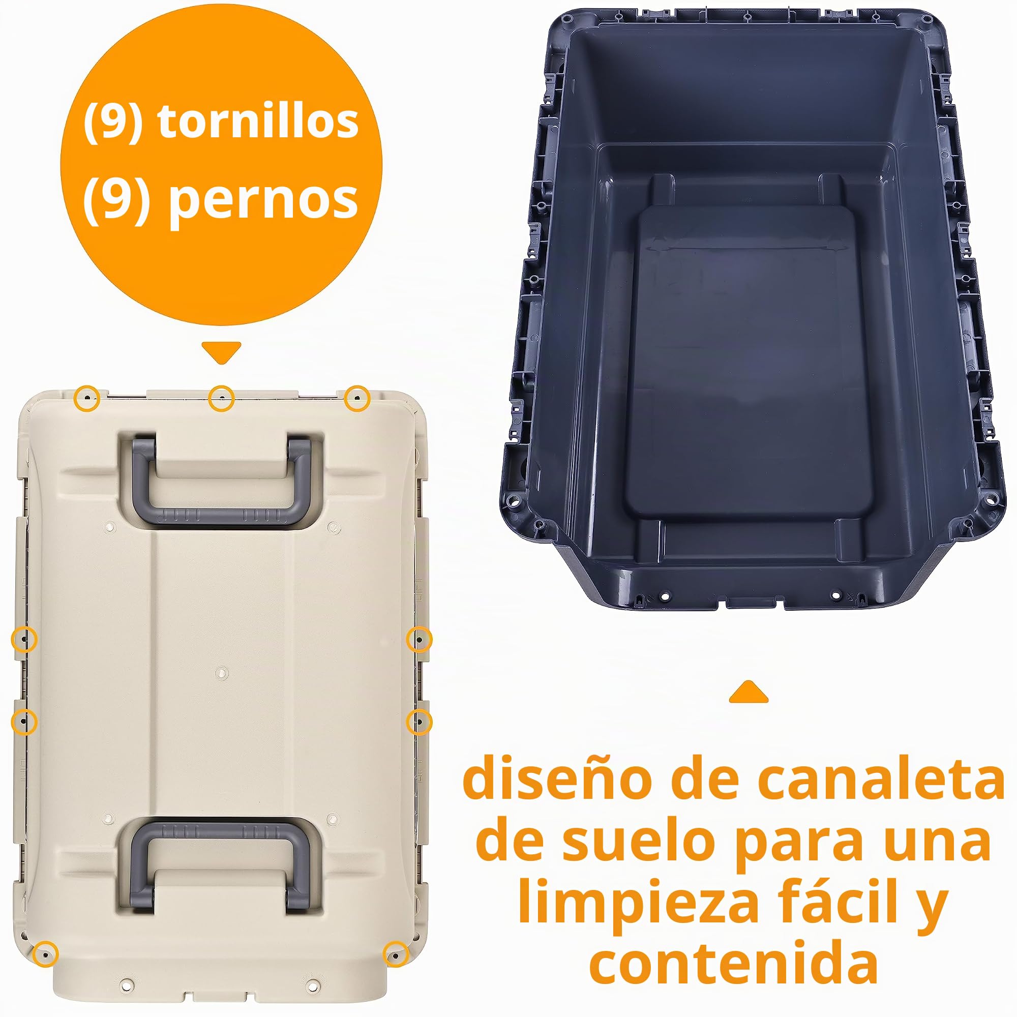 Elevon Transportador de Mascotas de plástico con Ruedas Aprobado por aerolíneas con Puerta de Alambre para Perro, Grande (78 cm de Largo x 54 cm de Ancho x 57.9 cm de Alto)