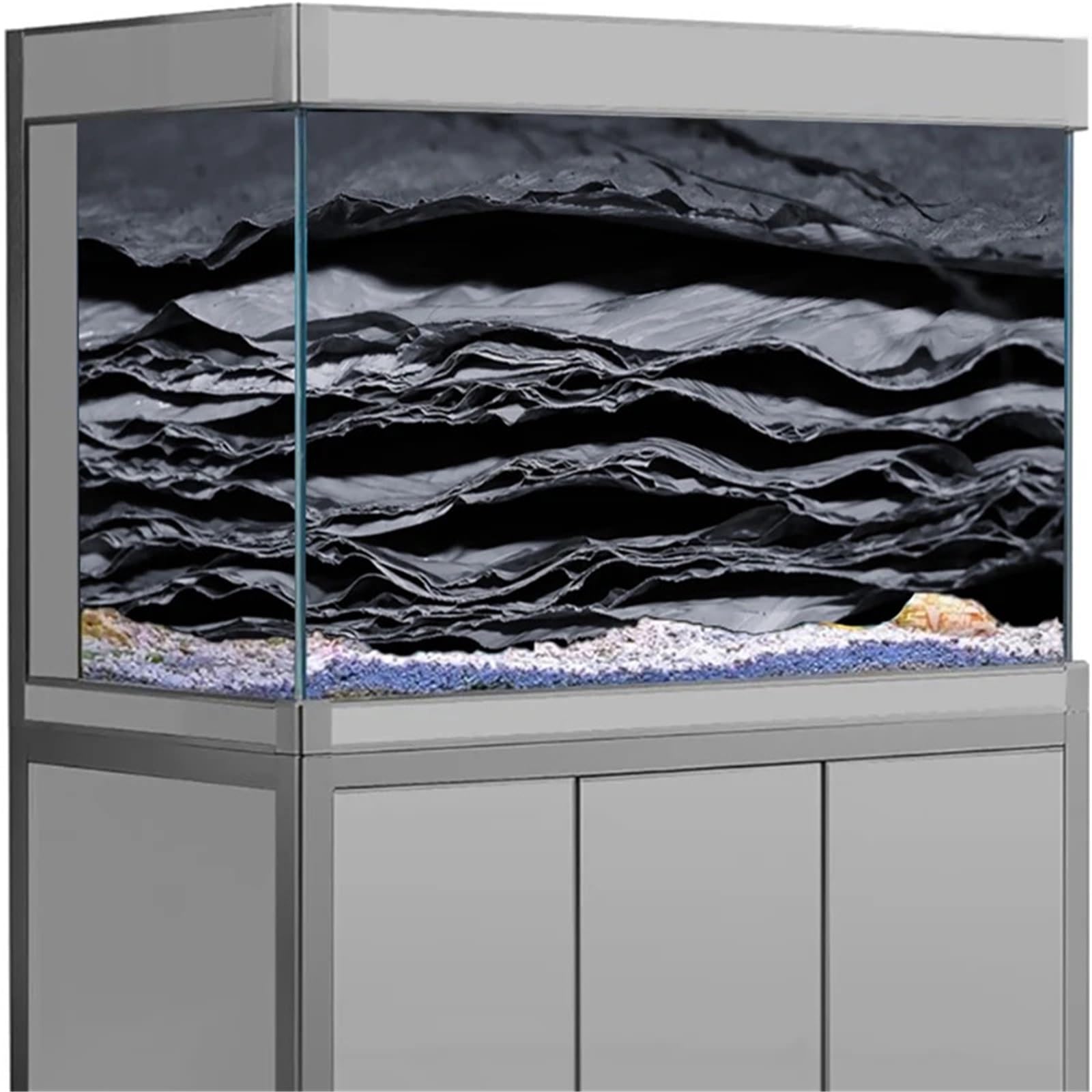 Autocollant de Fond d'aquarium Effet 3D Poster | Papier peint auto-adhésif en marbre, roche volcanique HD, décoration d'aquarium, fond 3d(Green,50x90cm)