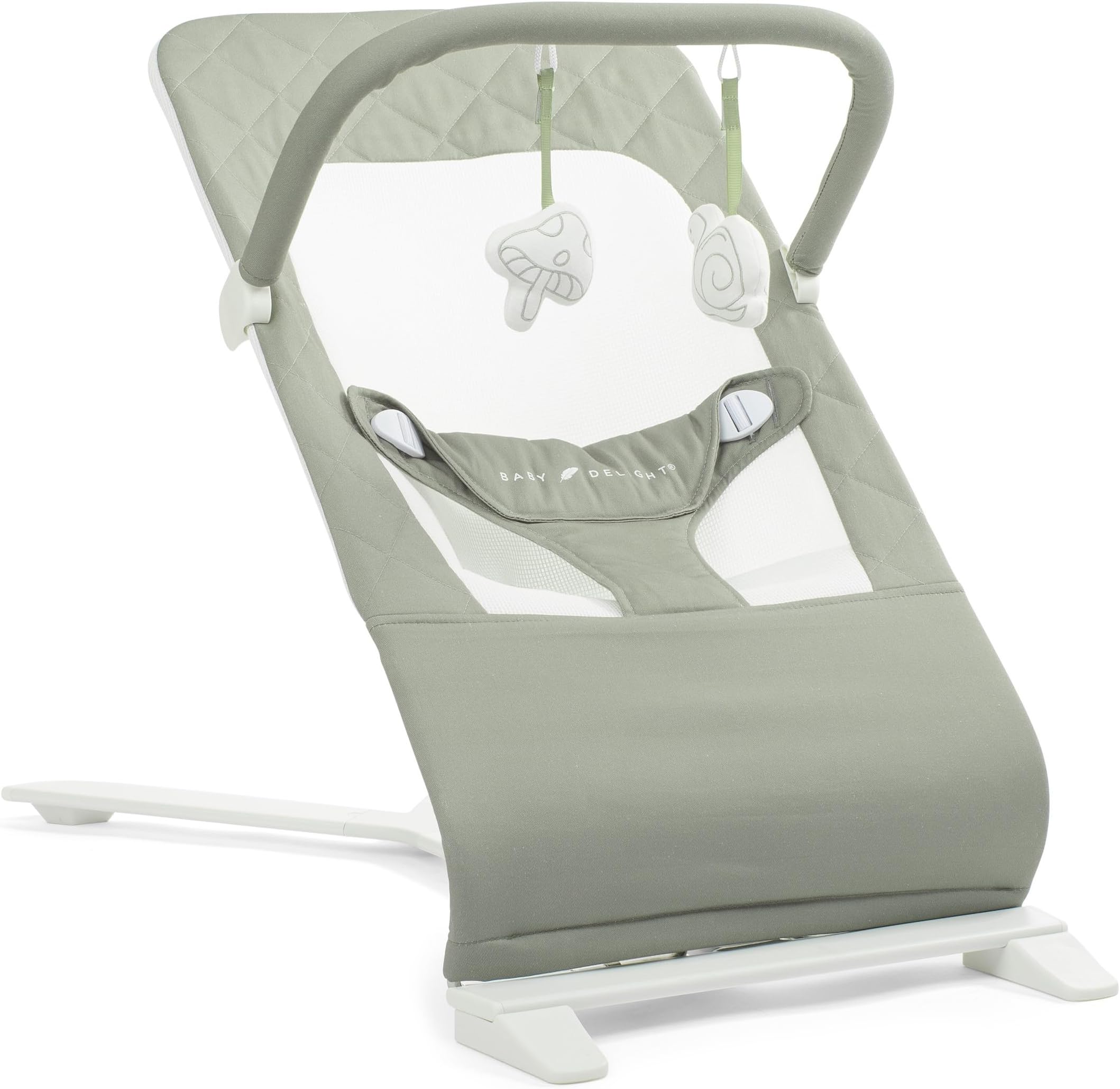 Alpine Deluxe Portable Baby Bouncer | Infant | 0-6 Months | 100% GOTS Certified Organic Cotton Fabric | Organic Sage