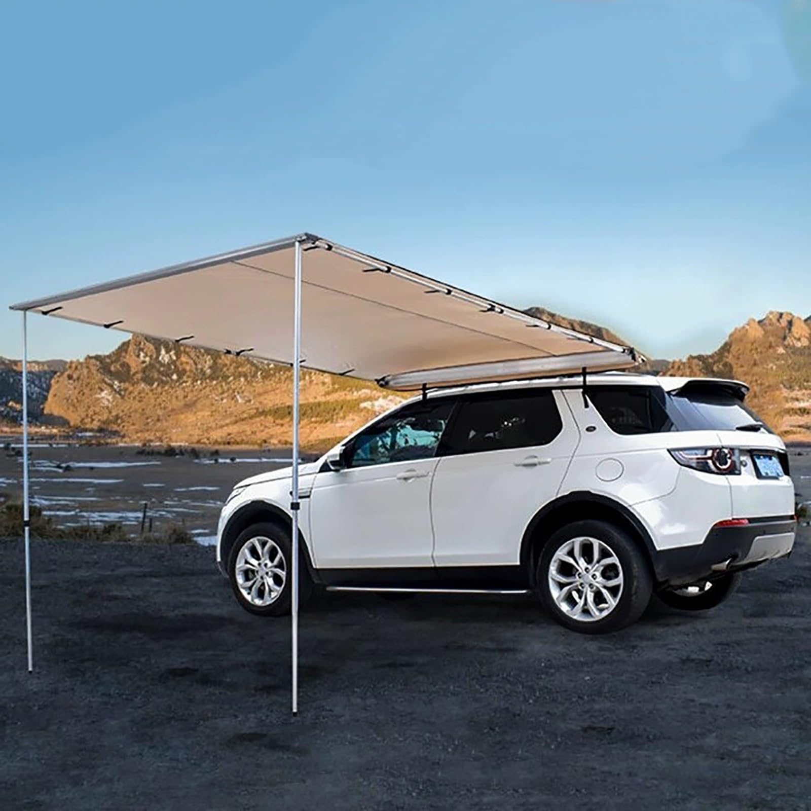 FHRKA Pull-Out Vehicle Awning, Roof Rack Truck Side Awning Shelter Canopy Camper Tent, UPF50+, PU5000mm, Height Adjustable (200x250x110~210cm)