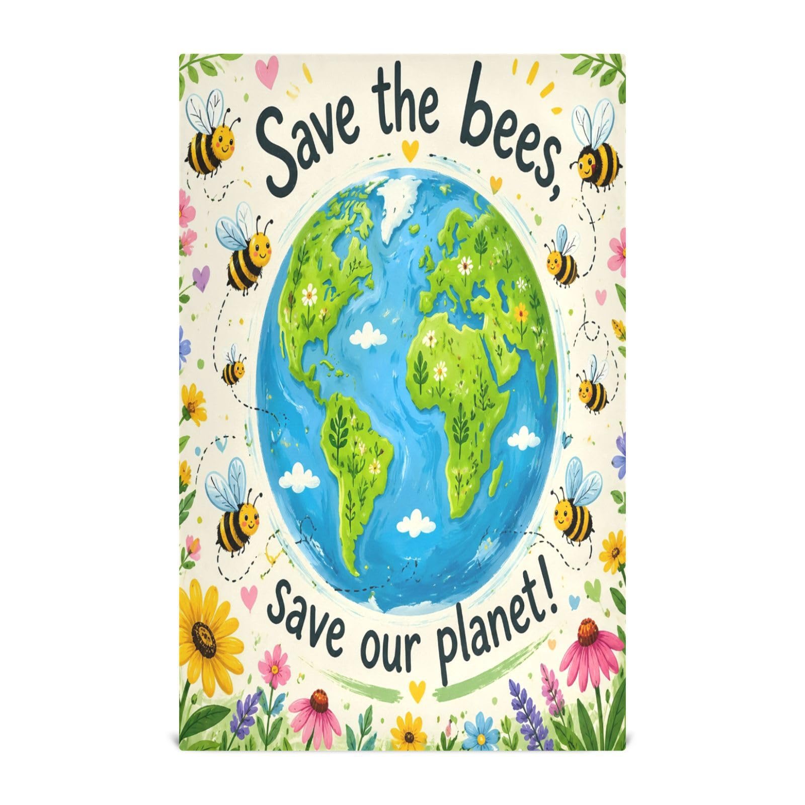 Cgiub Kind To Bees Tea Towels for Kitchen 4pcs Soft Kitchen Towels Absorbent & Quick Drying Dish Cloth for Household & Cleaning, 71.1x45.7cm