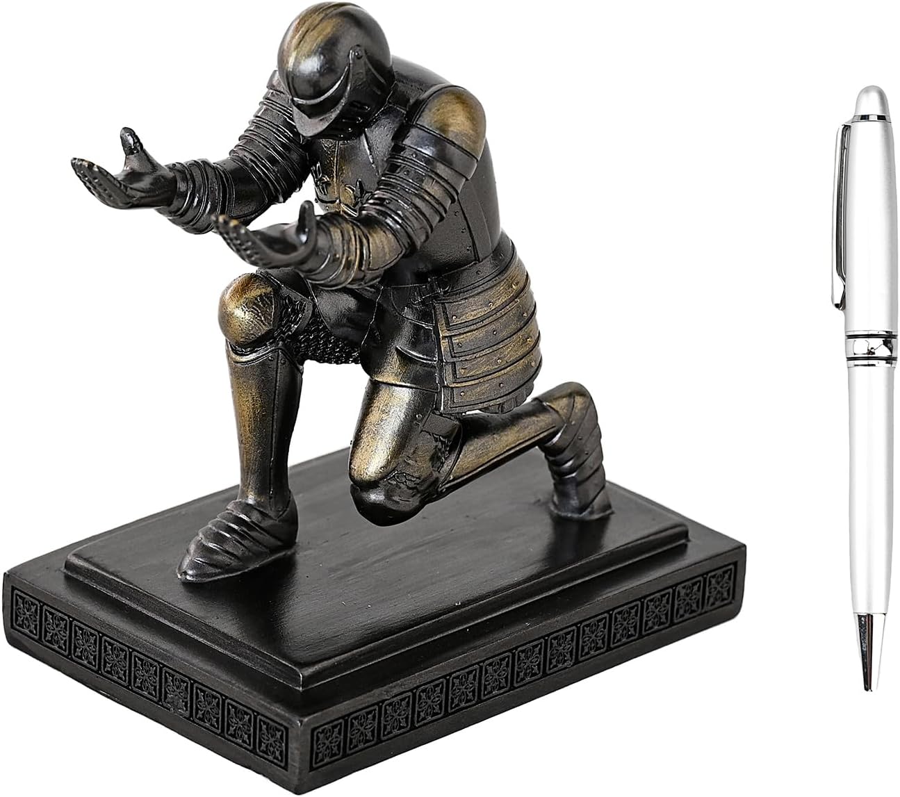 Executive Knight Pen Holder Decorative Resin Pen Holders For Desk Organizer Cool Ornament Gift For Office and Home (Iron)