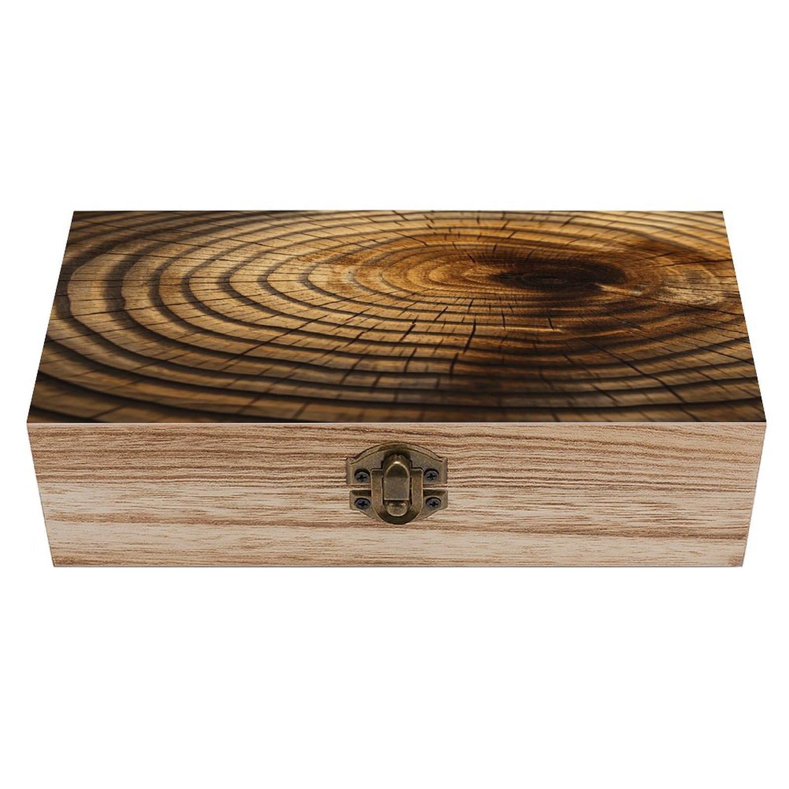 asbwuo Tree Rings Wood Keepsake Box Wooden Box with Hinged Lid