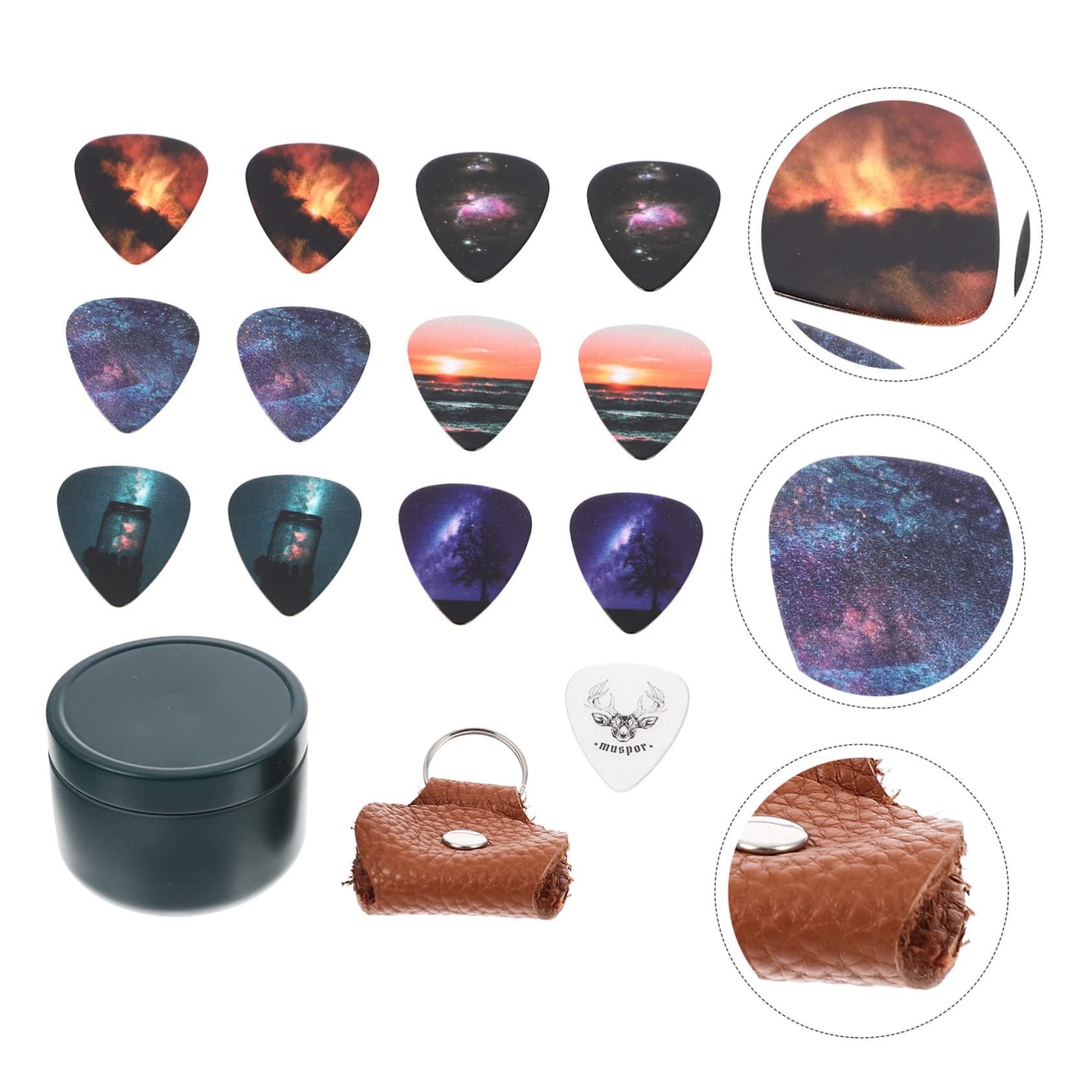 Toyvian 4sets Plettri Per Chitarra Celluloide Scatola e Sacchetto Plettri Resistenti Per Chitarra Elettrica Acustica e Basso Accessori Pratici Per Musicisti