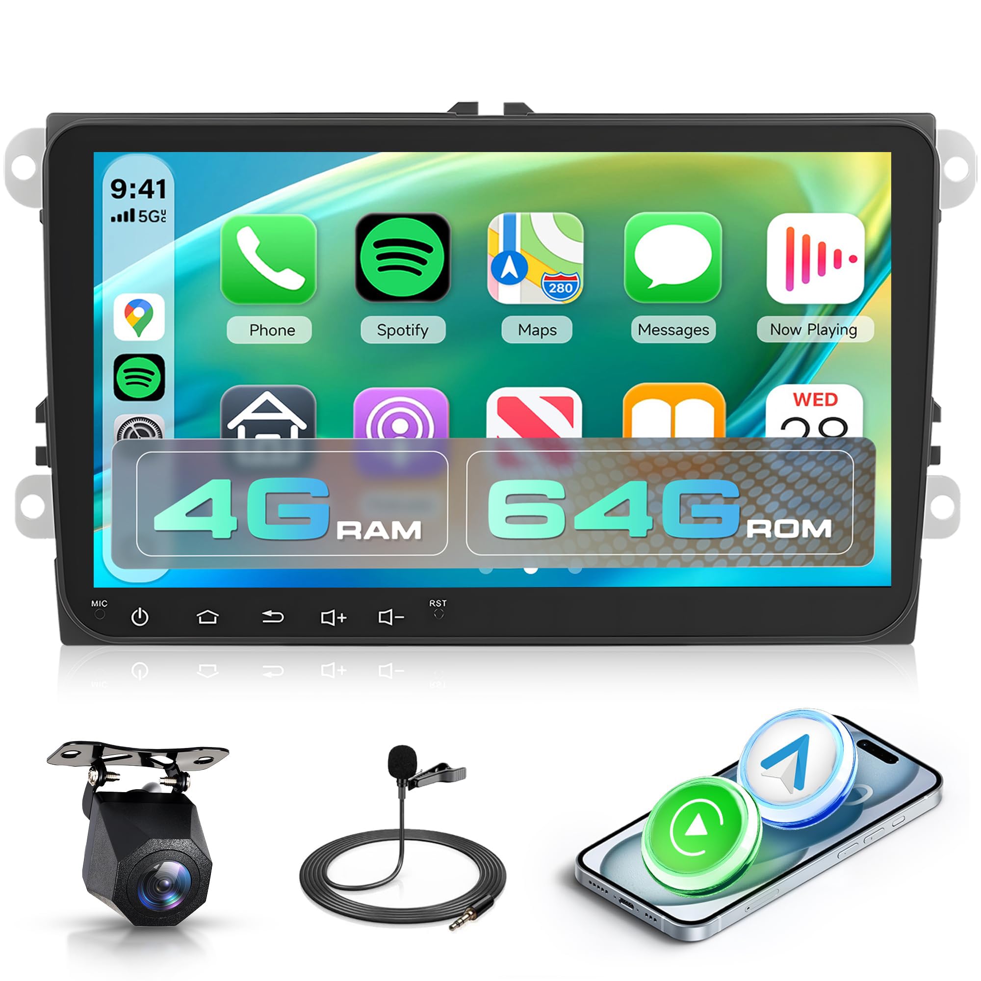Amazon.com: 4G+64G 9'' Android 15 Car Stereo Radio Wireless